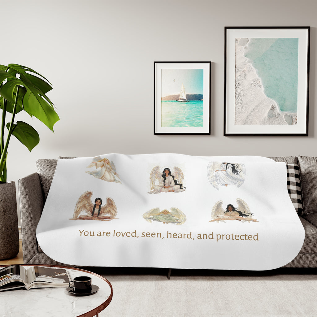 Angel "You Are Loved" Sherpa Blanket — Cozy Two-Tone Throw