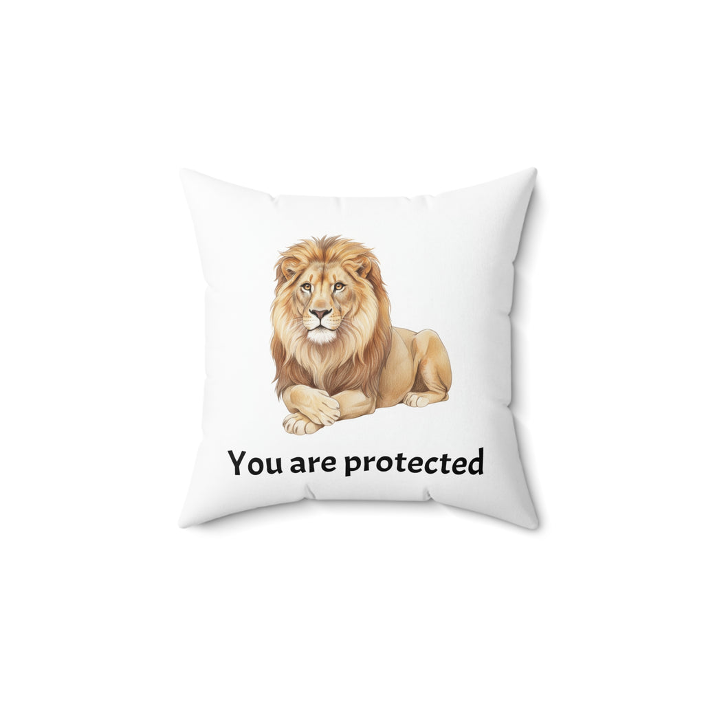 Lion Calm Corner Pillow — "You Are Protected"