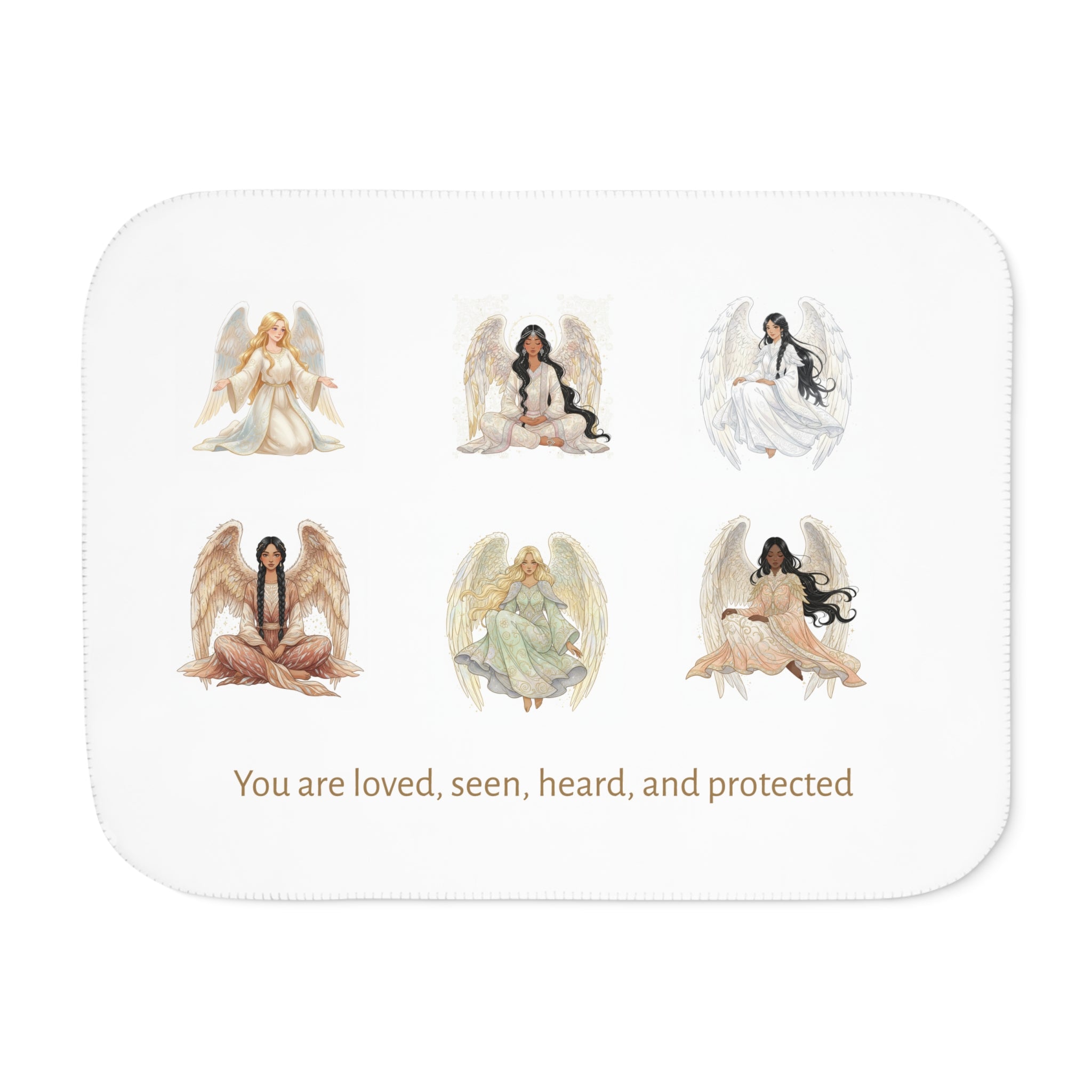 Angel "You Are Loved" Sherpa Blanket — Cozy Two-Tone Throw