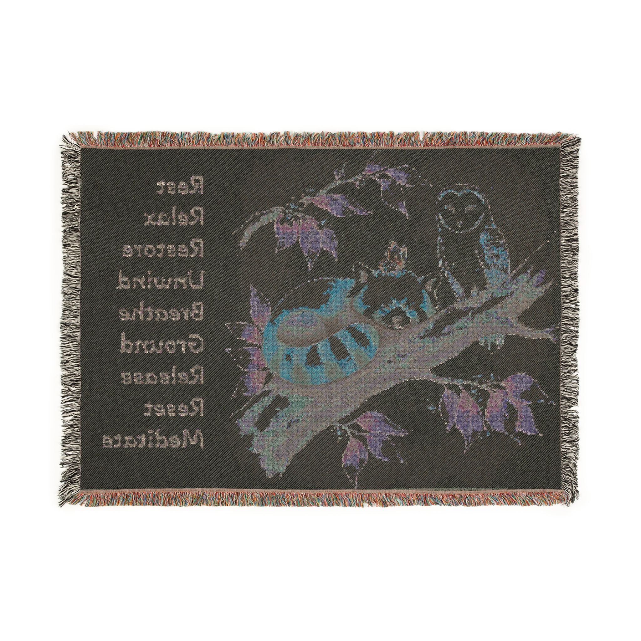 Red Panda Woven Blanket — "Breathe, Relax" Meditation Throw