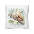Woodland Animals Square Tufted Floor Pillow — Red Panda, Owl & Forest Nest Décor