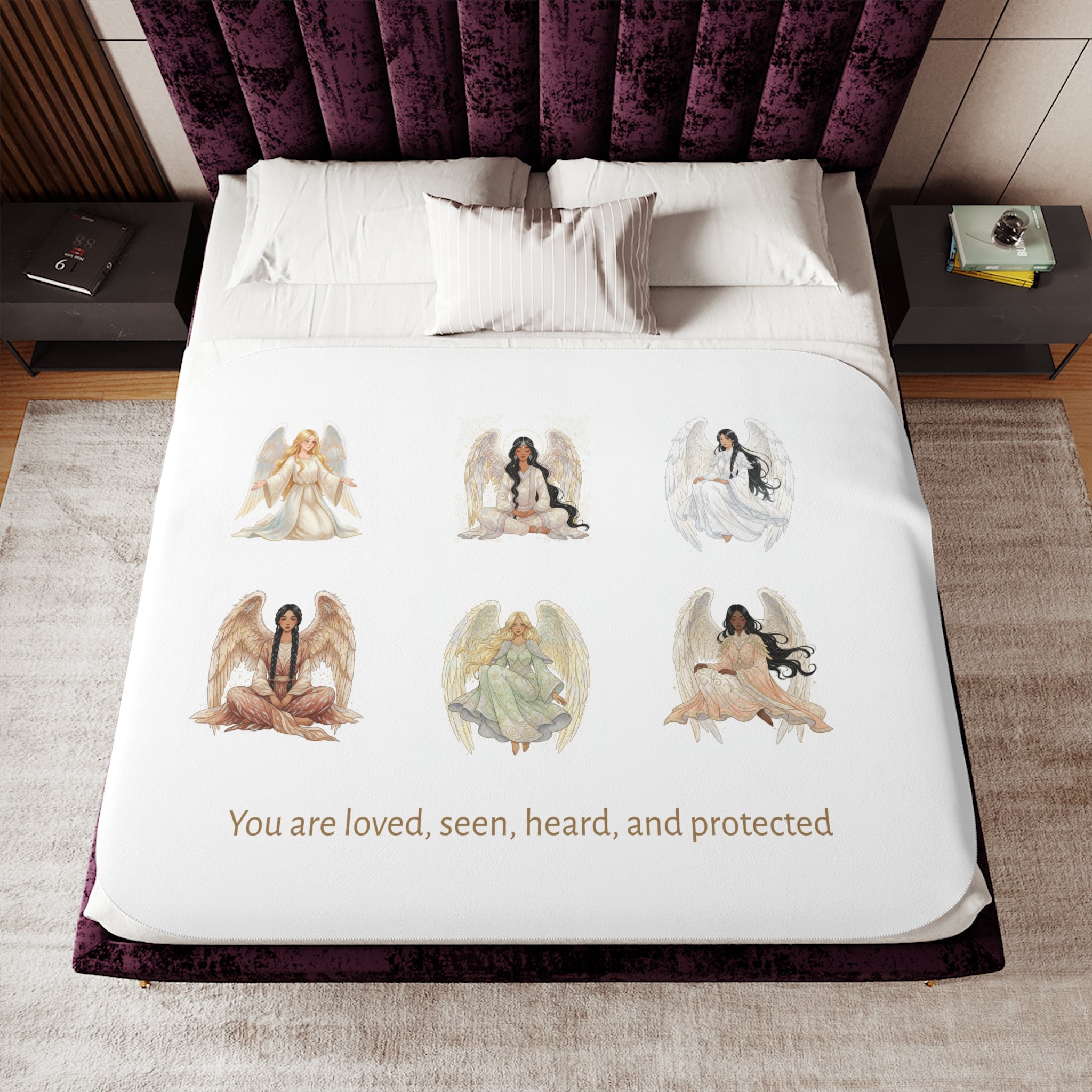 Angel "You Are Loved" Sherpa Blanket — Cozy Two-Tone Throw