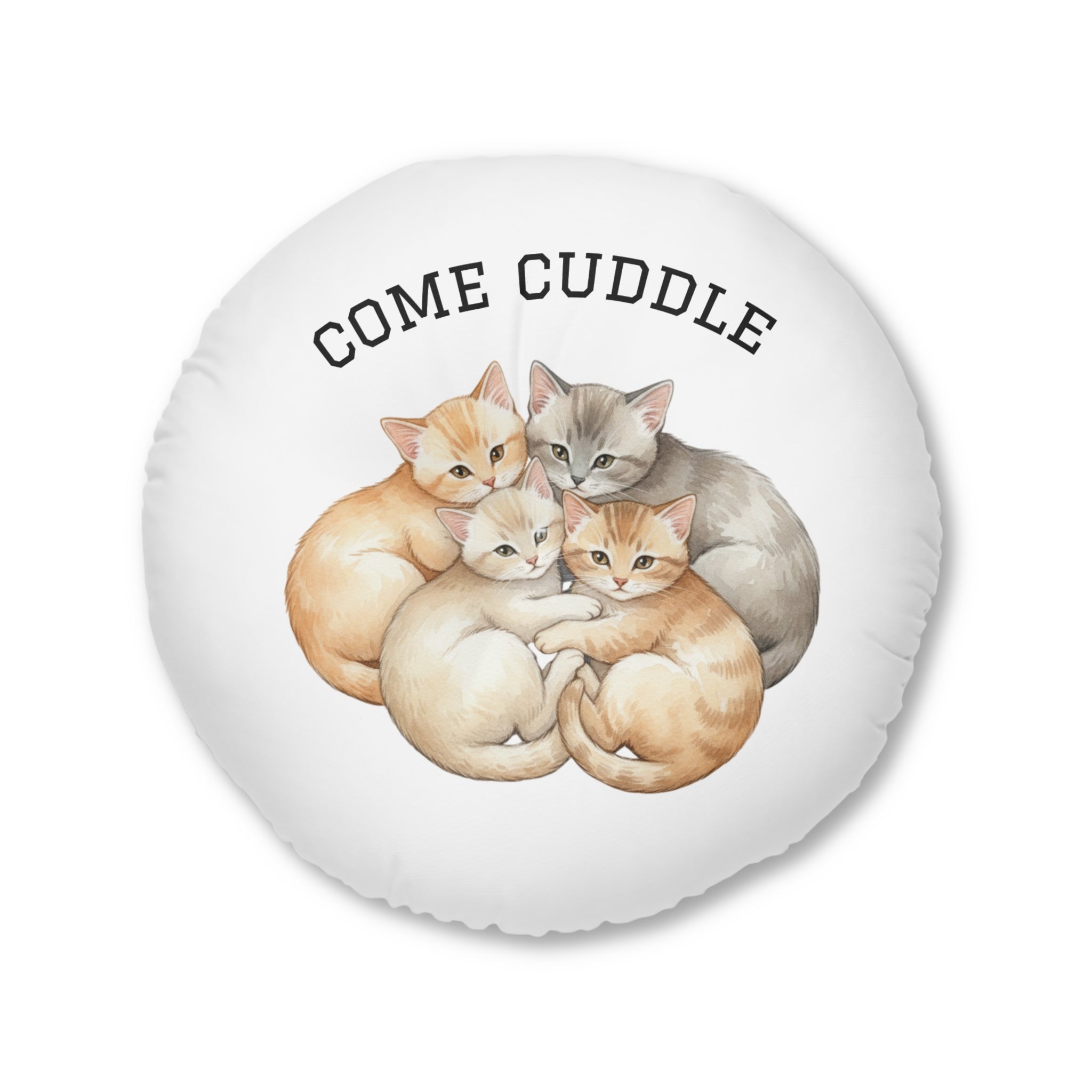 Round Floor Pillow — Kittens & Bunnies Calm Corner Cushion