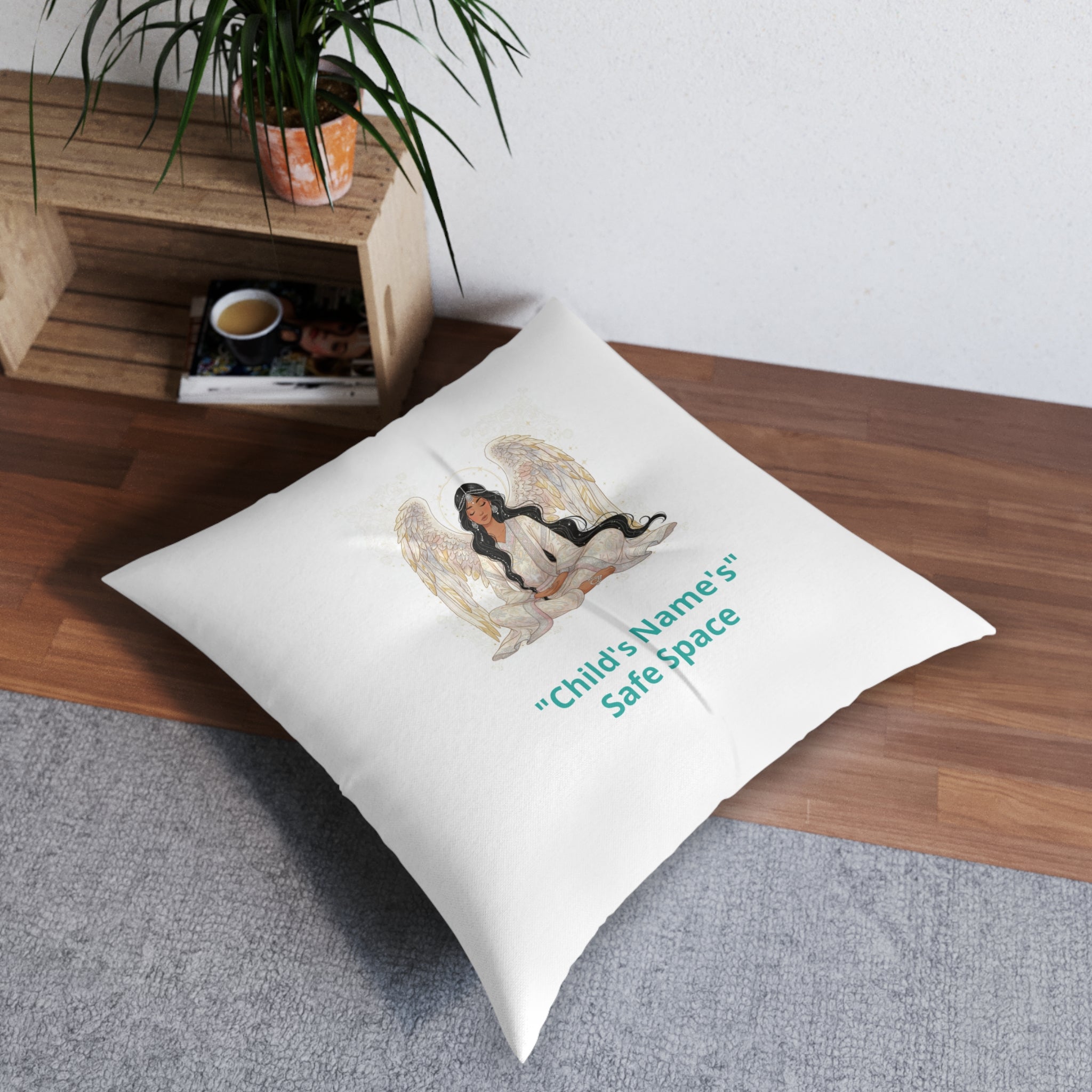 Safe Space Floor Pillow — Personalized Angel Cushion