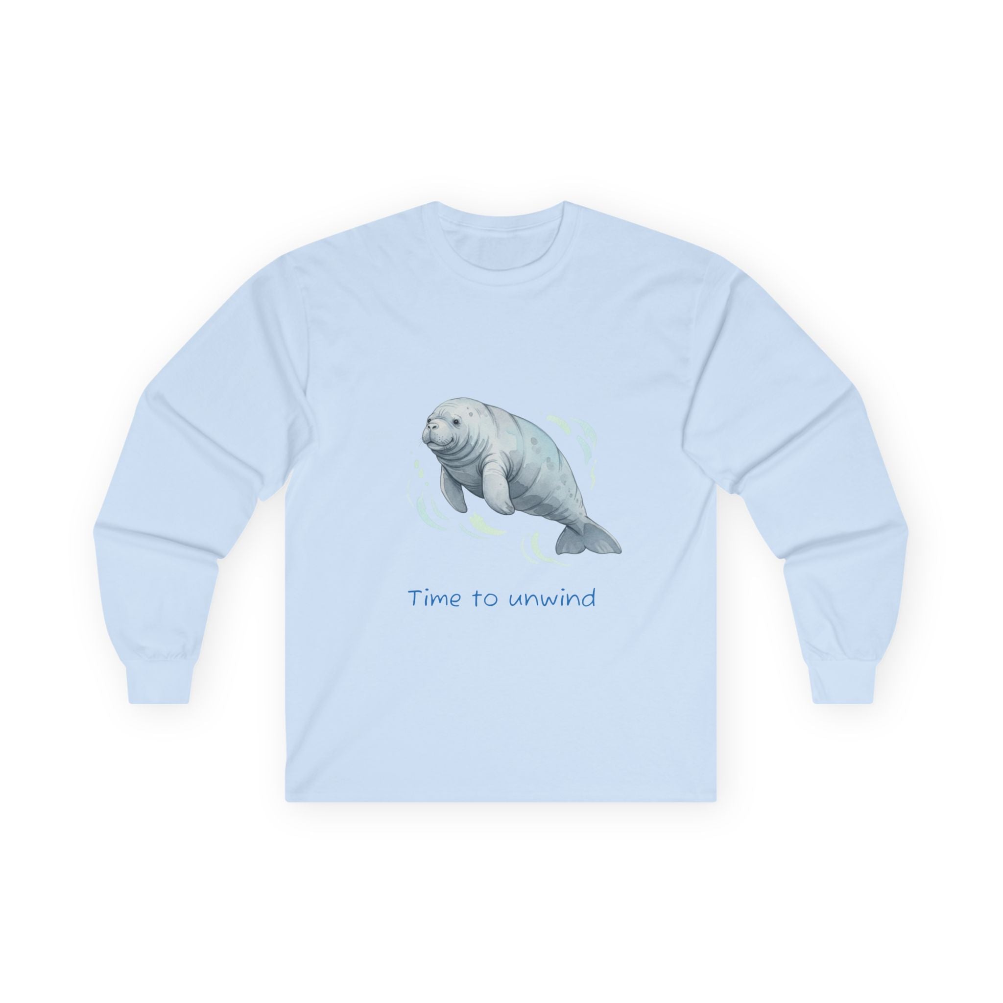 Manatee 'Time to Unwind' Adult Long Sleeve Tee