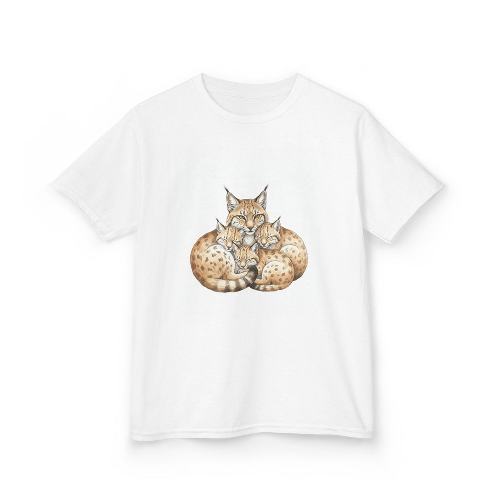 Kids T-Shirt — Cute Sleeping Lynx Illustration