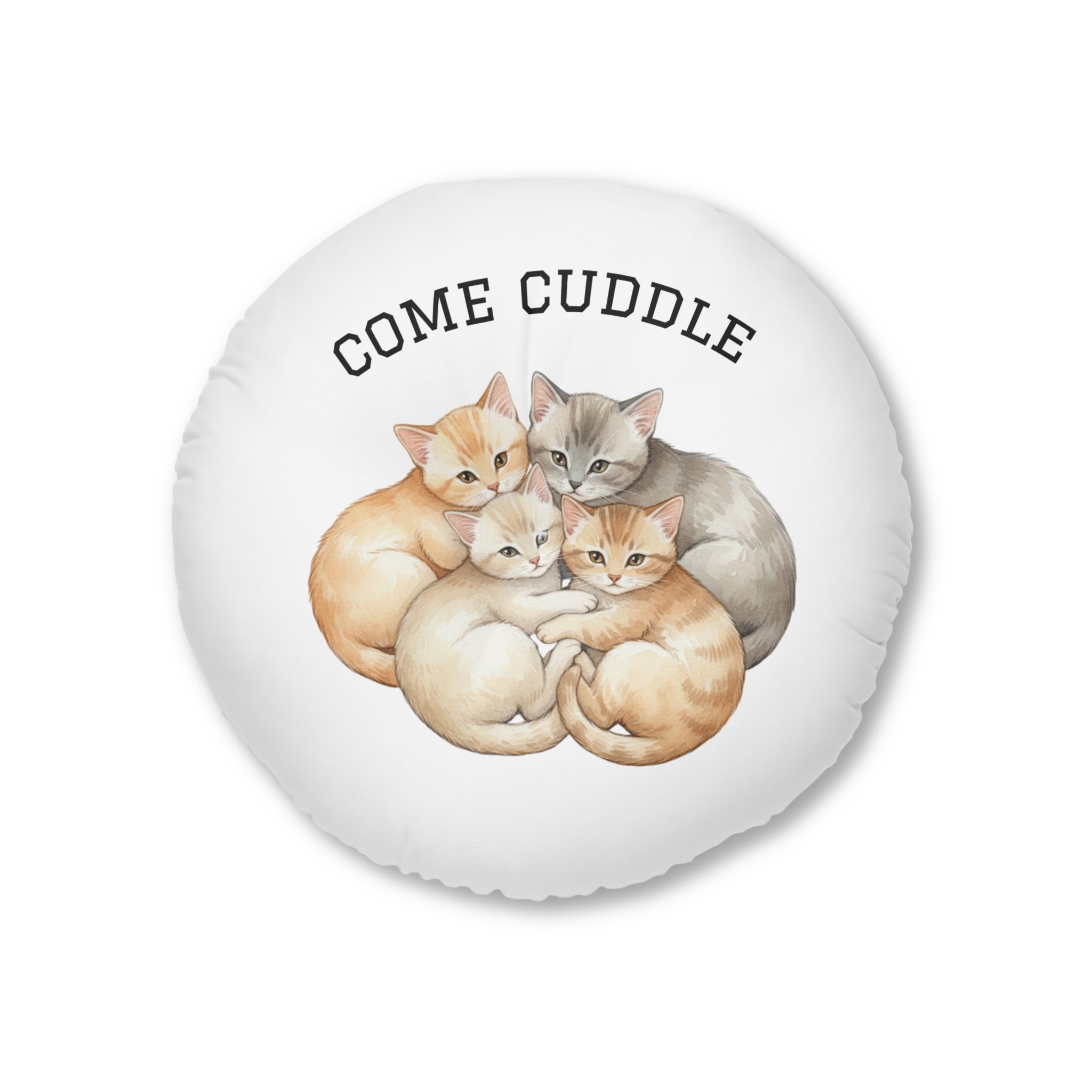 Round Floor Pillow — Kittens & Bunnies Calm Corner Cushion