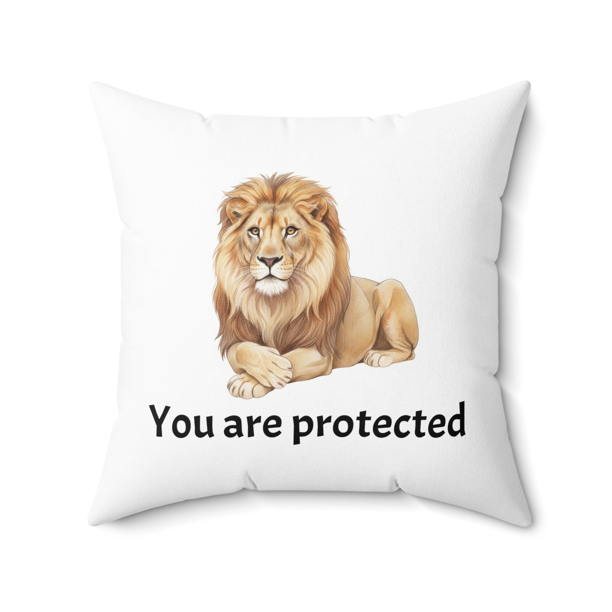 Lion Calm Corner Pillow — "You Are Protected"