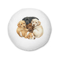 Puppies & Foxes Calm Corner Cushion   — Round Tufted Floor Pillow