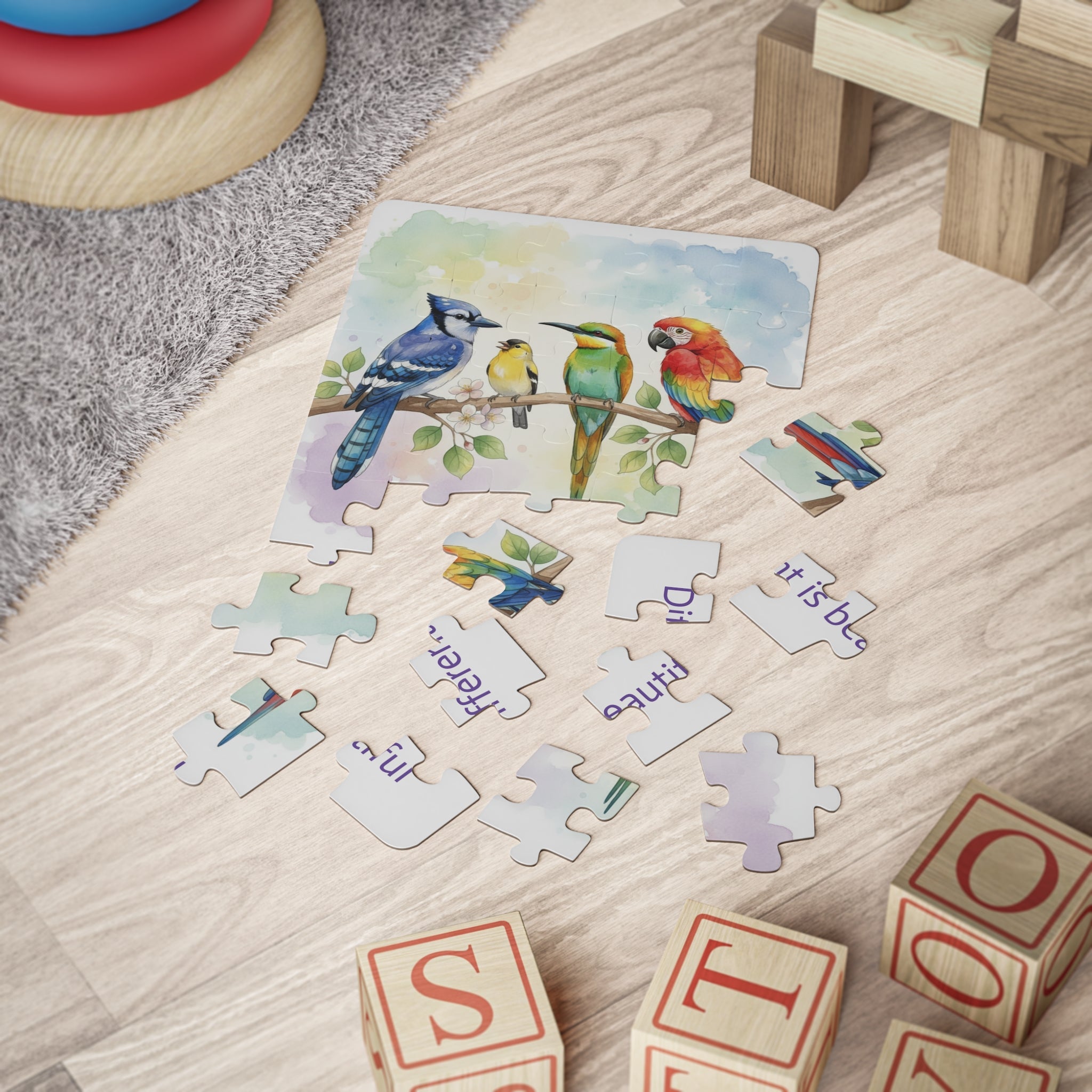 "Different Is Beautiful" 30-Piece Kids' Tropical Bird Puzzle