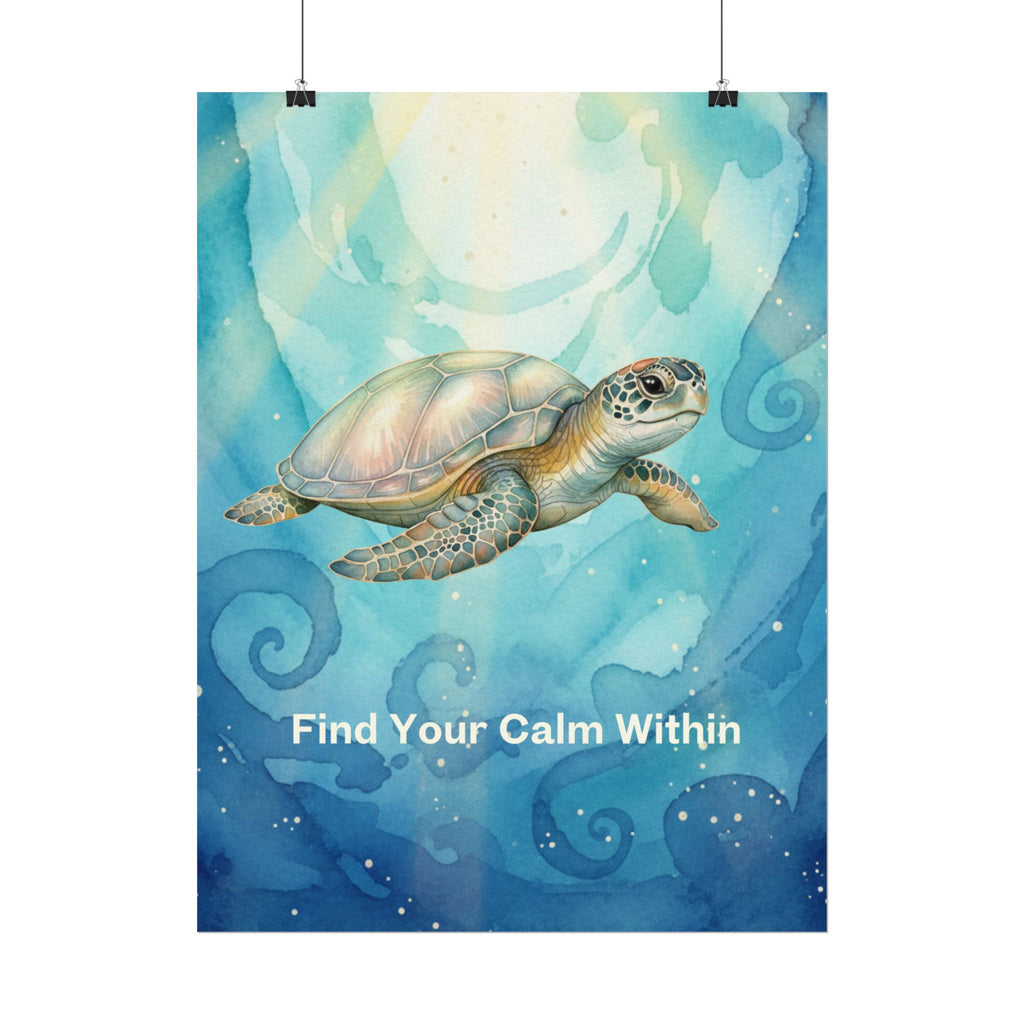 Find Your Calm Within Turtle Watercolor Poster