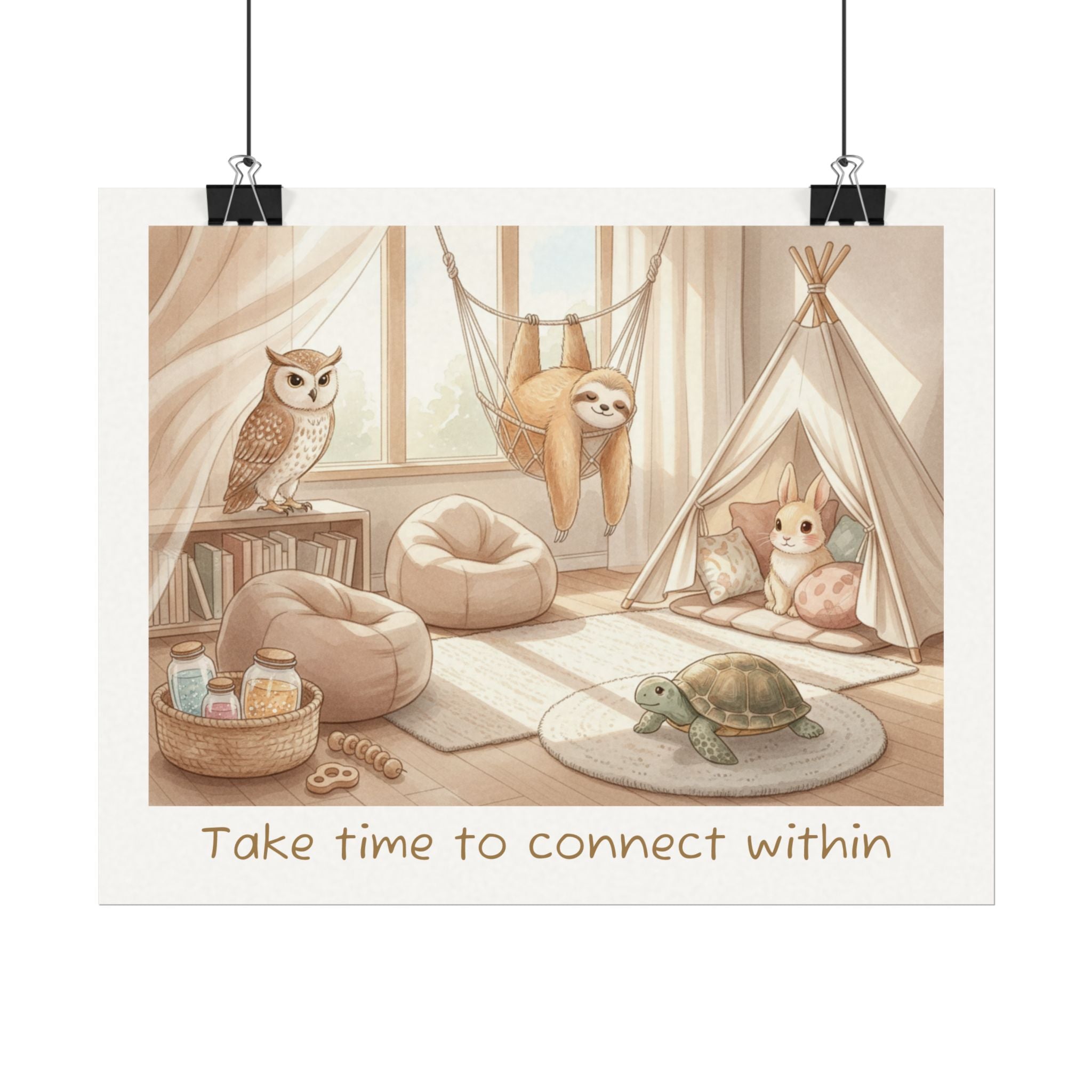 "Take Time to Connect Within" - Calm Corner Watercolor Painting