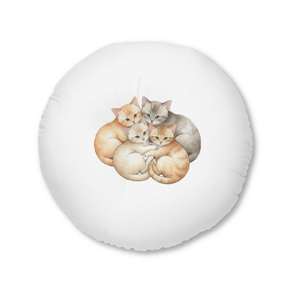 Tufted Floor Pillow — Kittens & Bunnies Calm Corner Cushion