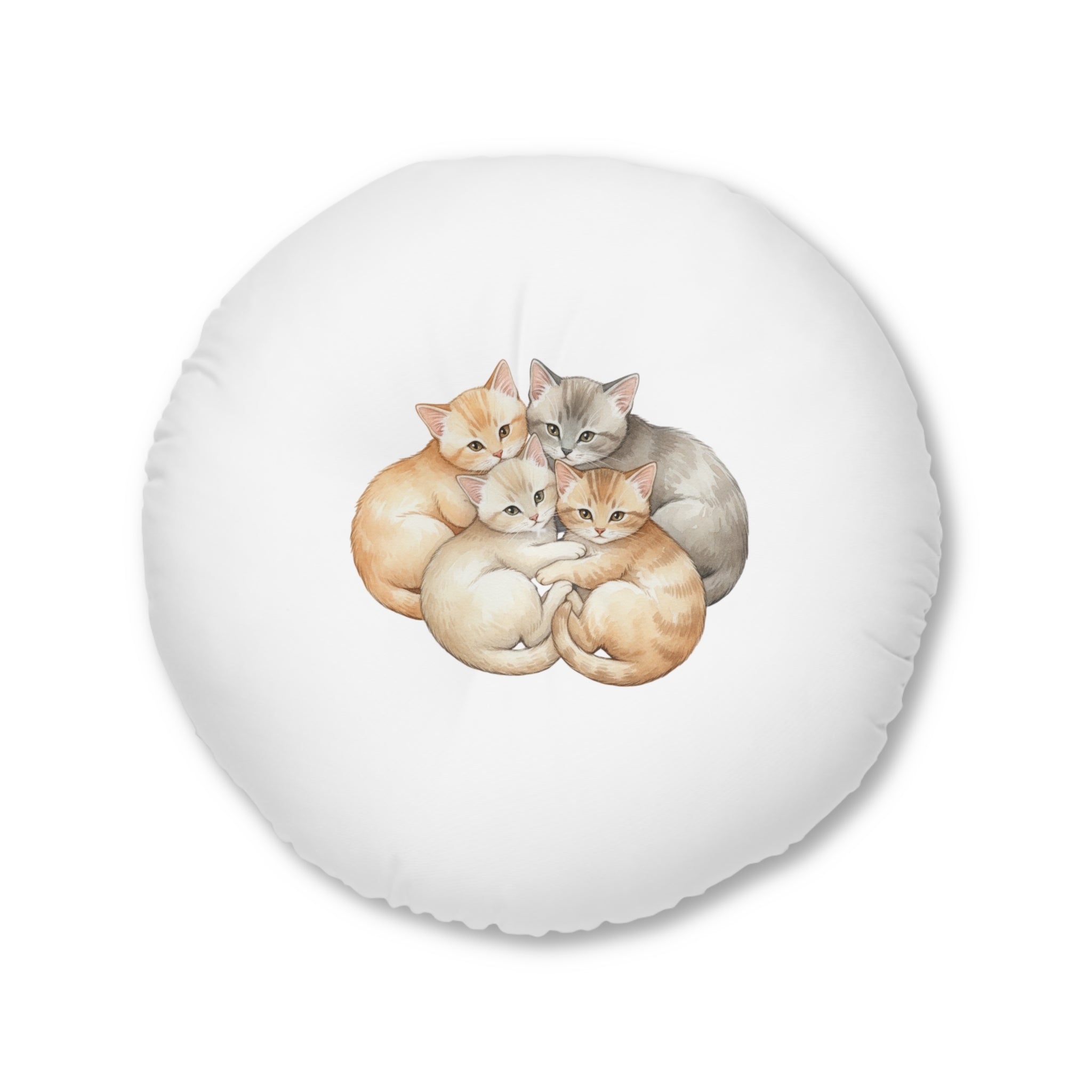 Tufted Floor Pillow — Kittens & Bunnies Calm Corner Cushion