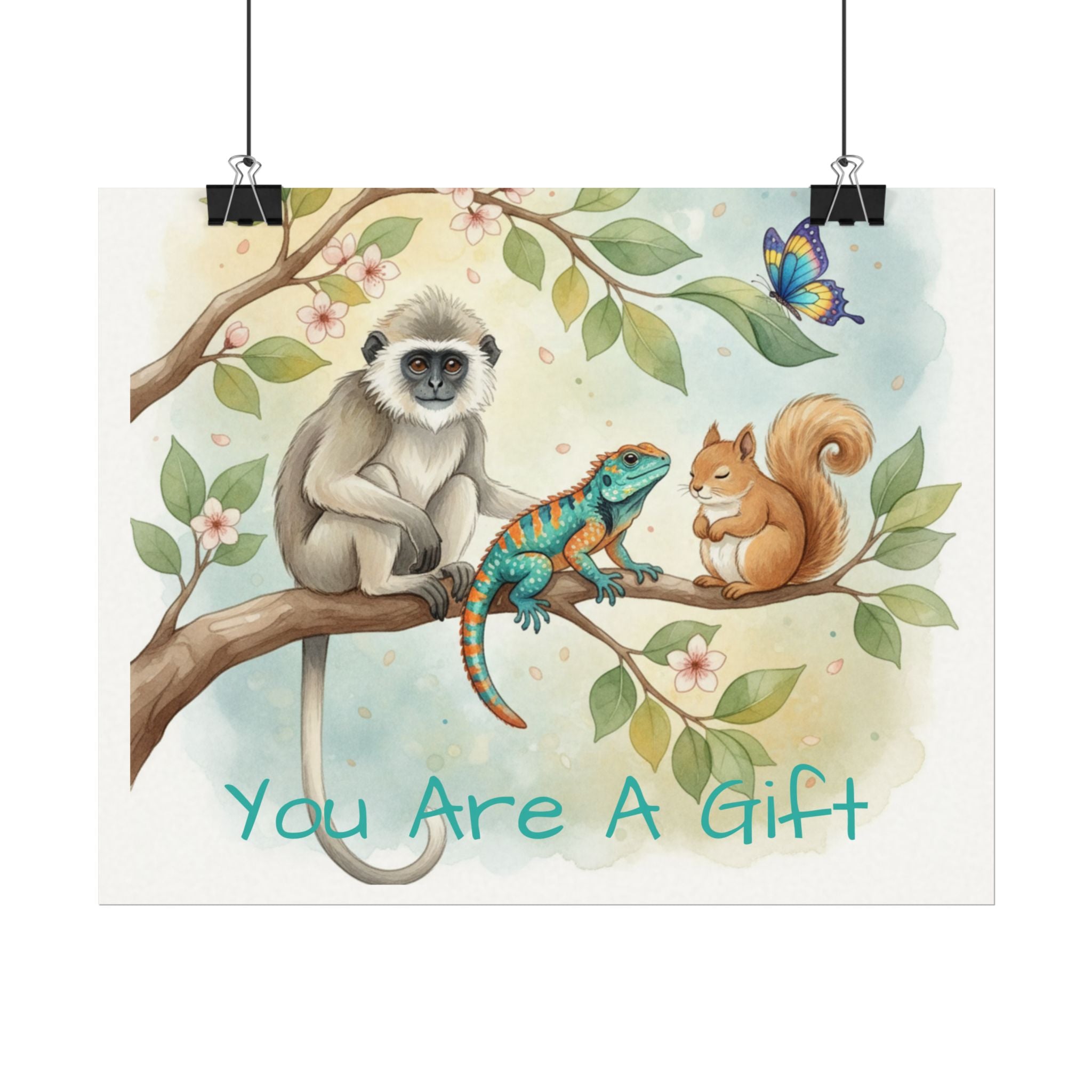 You Are A Gift Watercolor Animal Poster — Calm Corner Wall Art