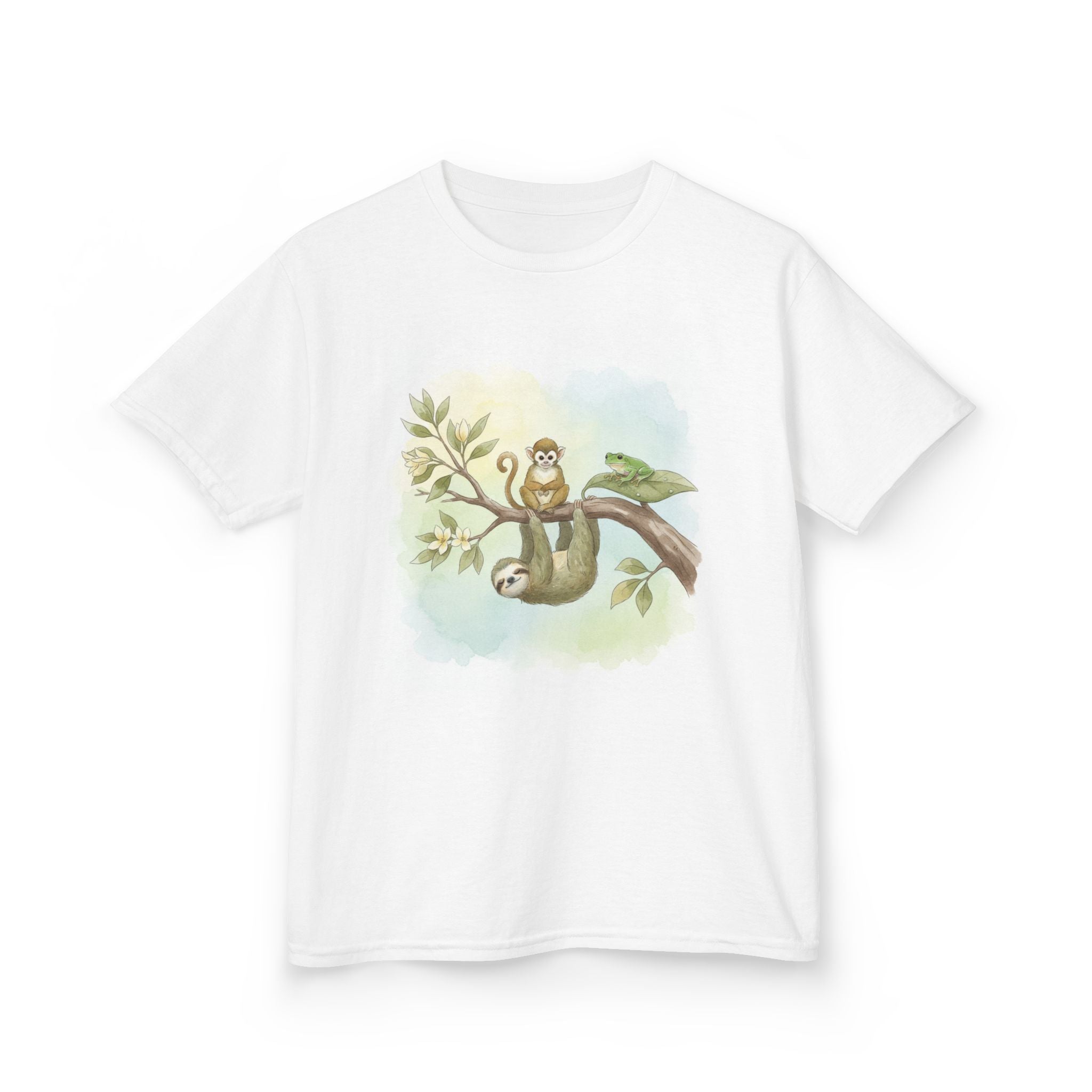 Kids Tee — Watercolor Sloth and Monkey Woodland T-Shirt