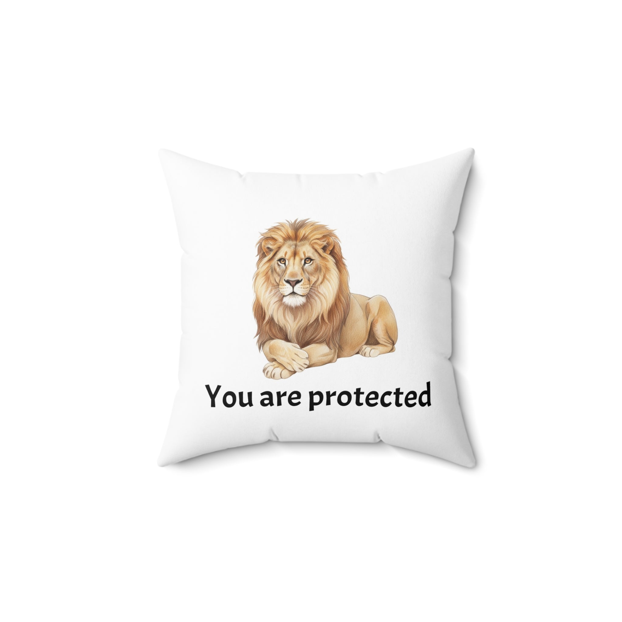 Lion Calm Corner Pillow — "You Are Protected"