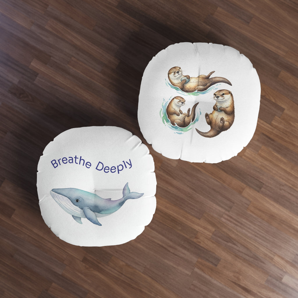Calming Whale "Breathe Deeply" /  Playful Otter Floor Pillow