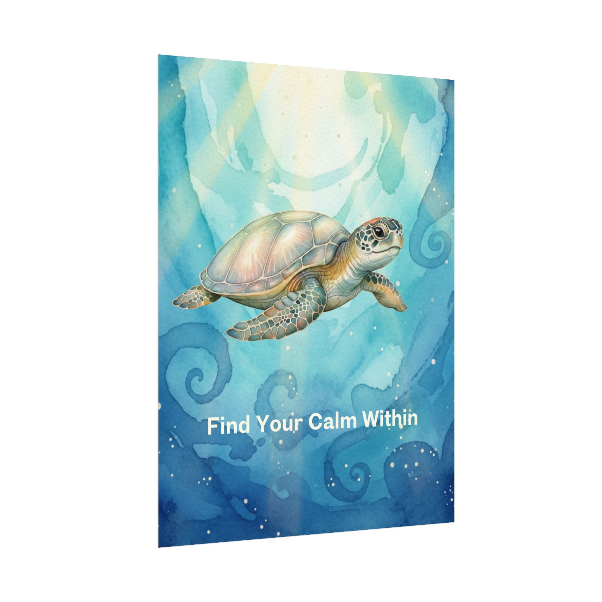 Find Your Calm Within Turtle Watercolor Poster