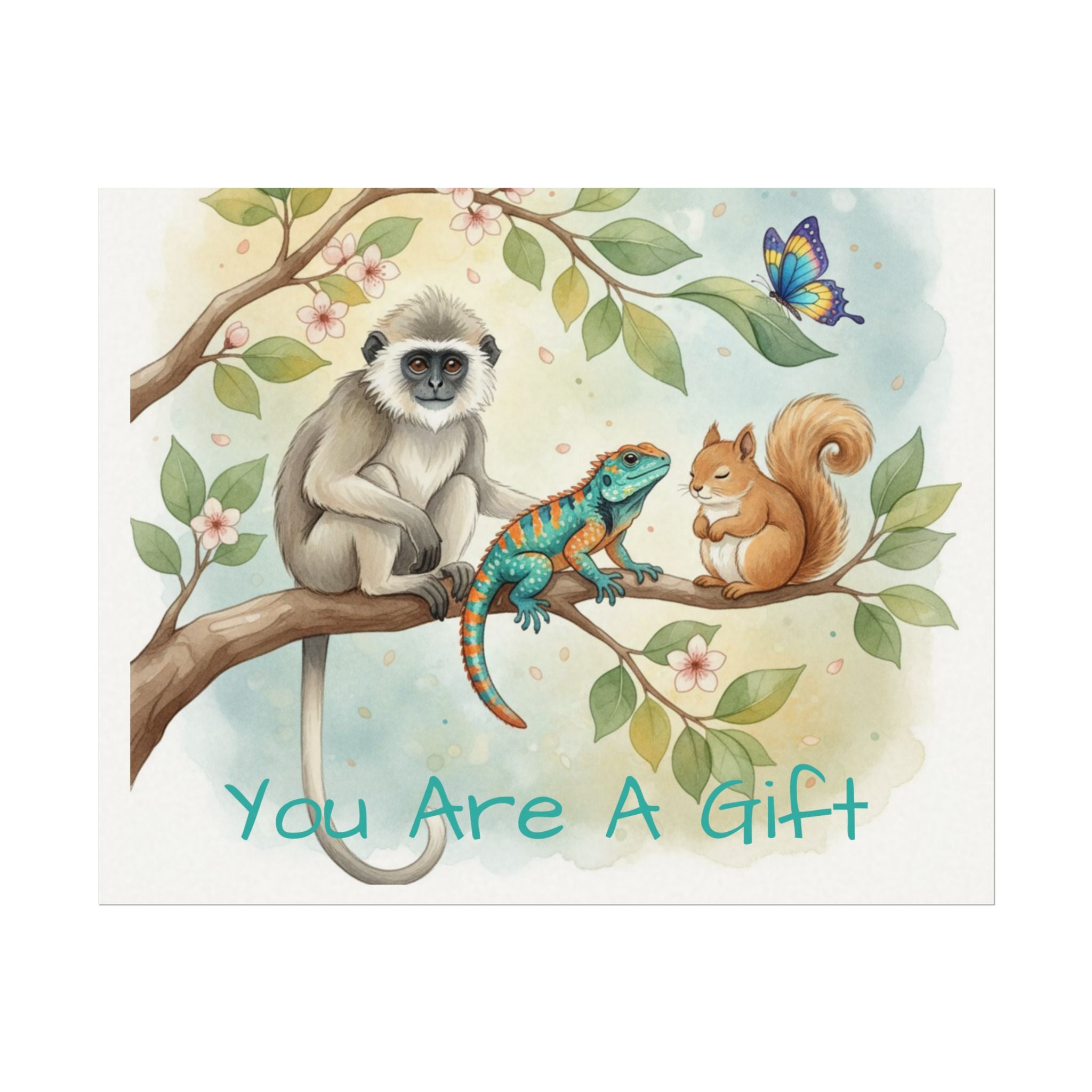 You Are A Gift Watercolor Animal Poster — Calm Corner Wall Art