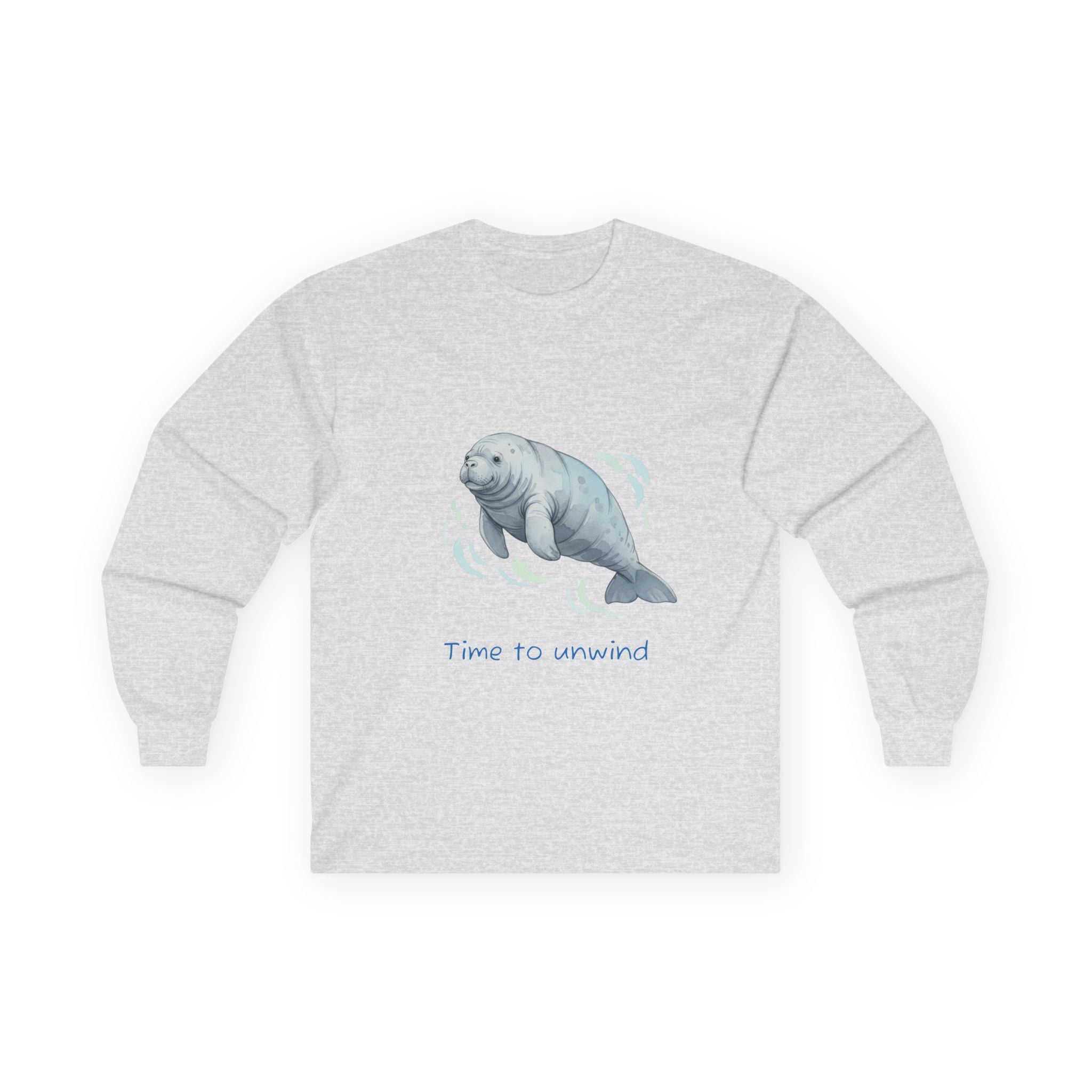 Manatee 'Time to Unwind' Adult Long Sleeve Tee