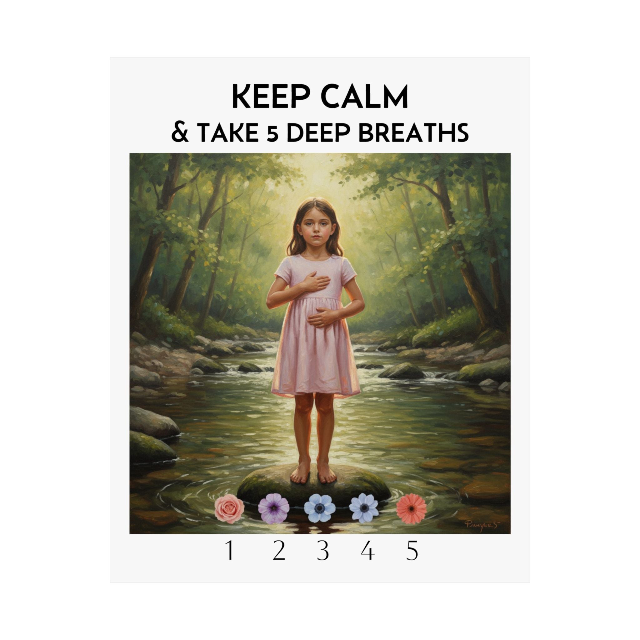 Keep Calm & Take 5 Deep Breaths Poster