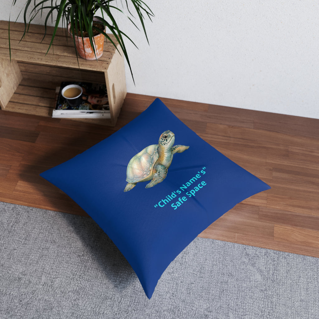 Personalized Floor Pillow - Turtle & Whale Safe Space / Breathe Deeply