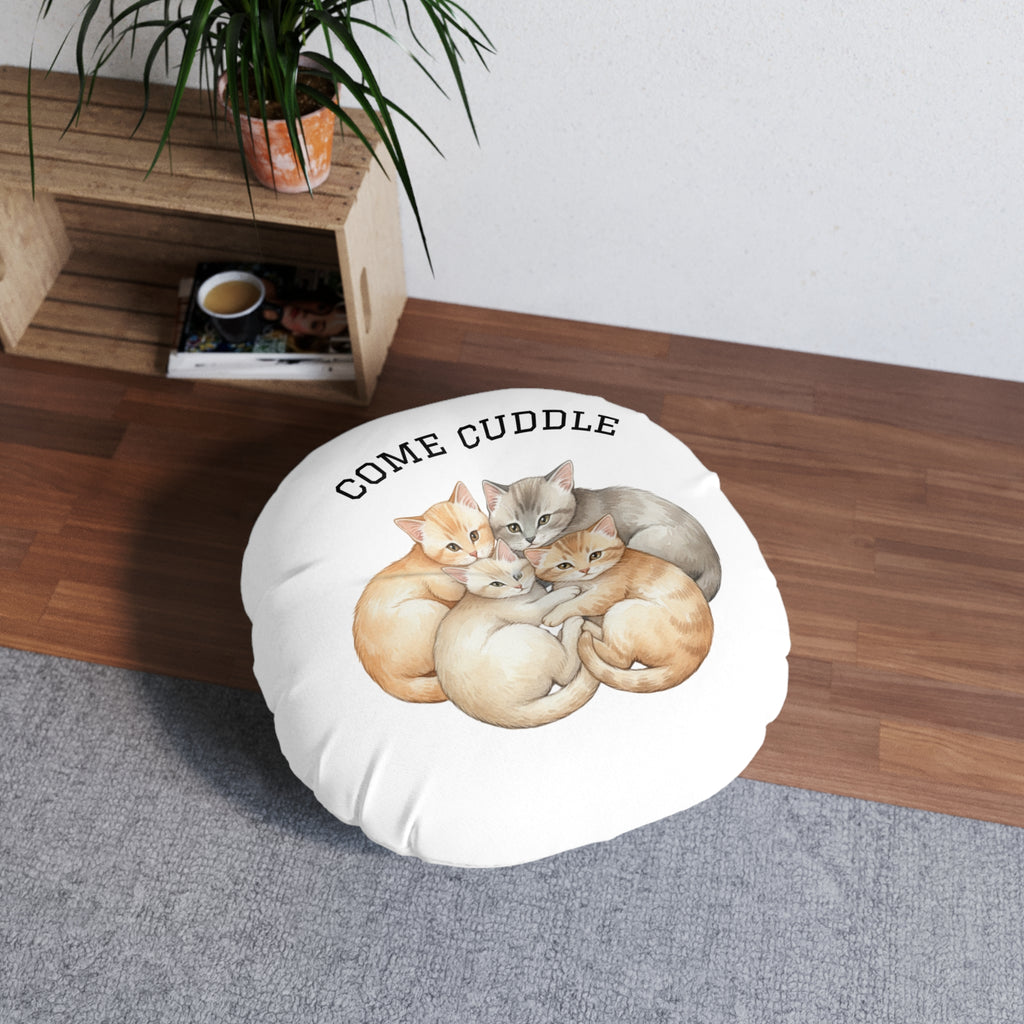 Round Floor Pillow — Kittens & Bunnies Calm Corner Cushion