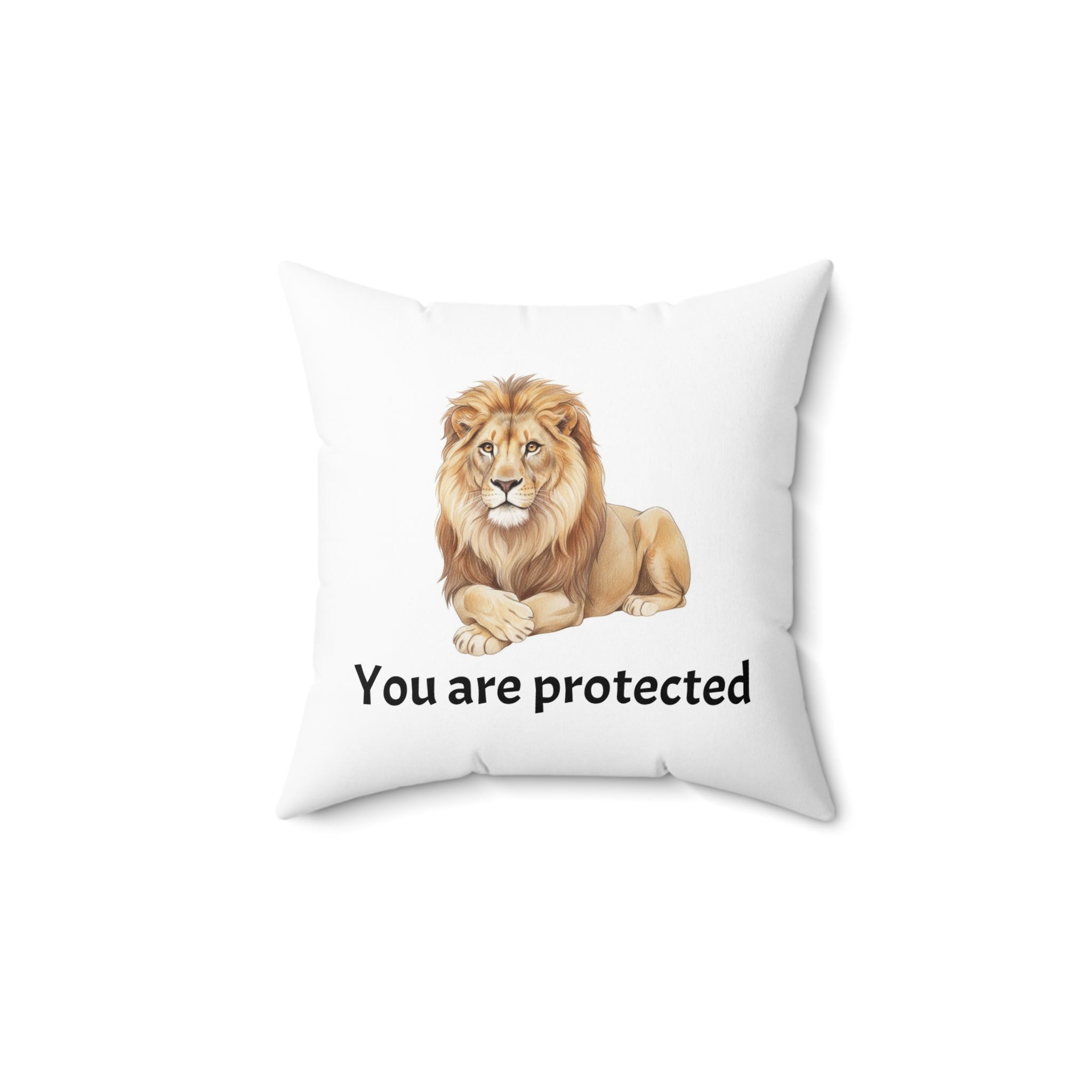 Lion Calm Corner Pillow — "You Are Protected"