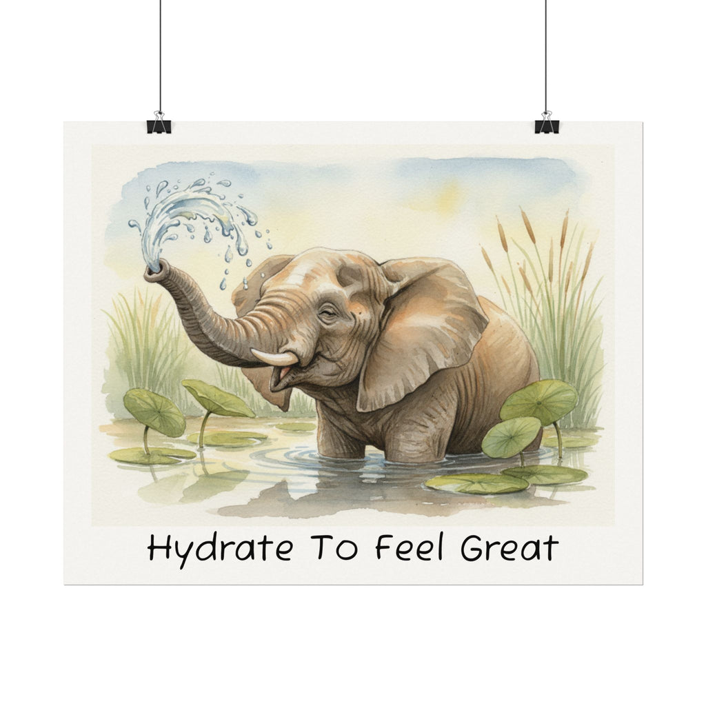 Hydrate To Feel Great - Elephant Watercolor Painting