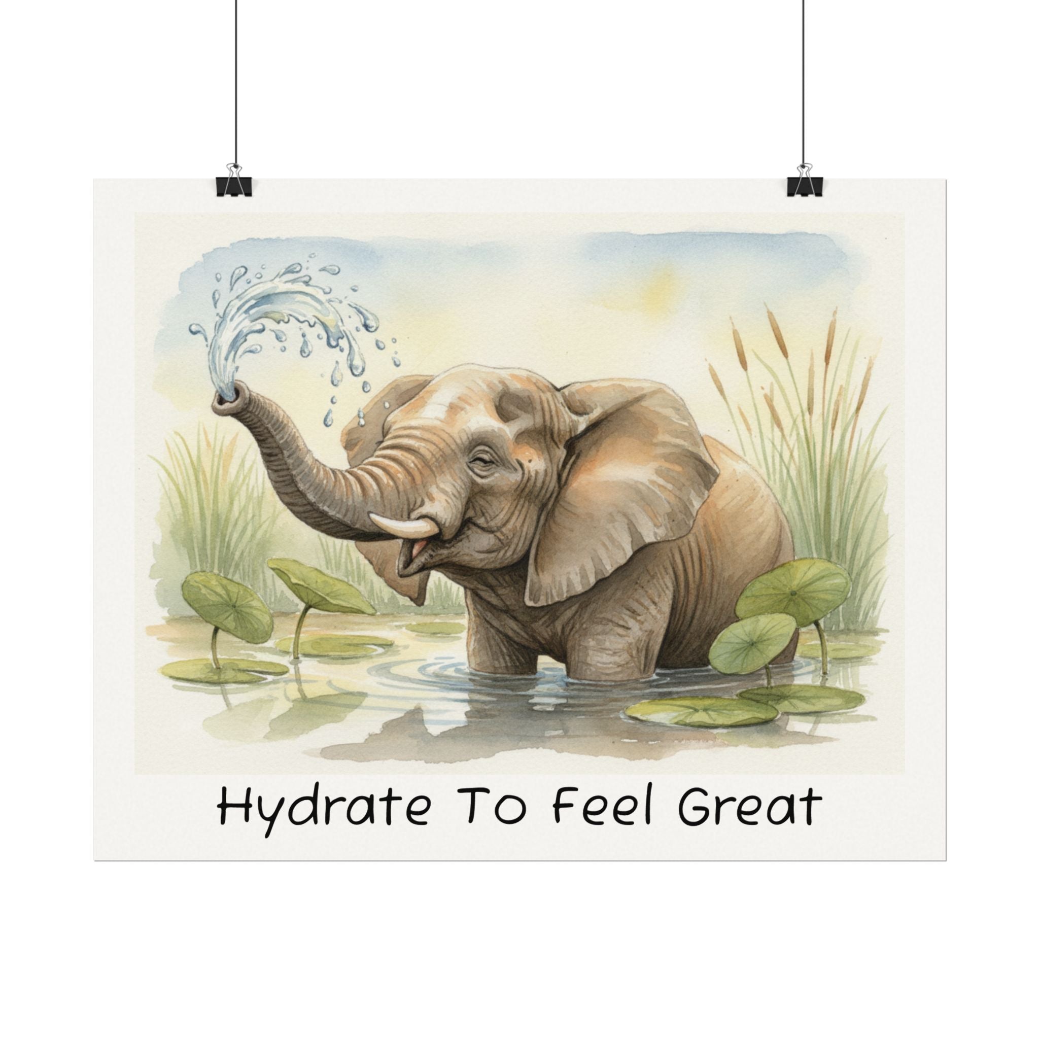 Hydrate To Feel Great - Elephant Watercolor Painting