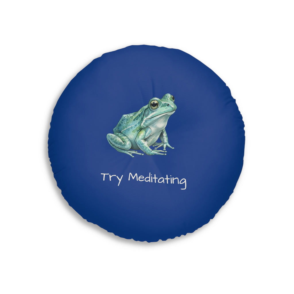 Round Floor Pillow —  Turtle & Frog Relaxation Cushion