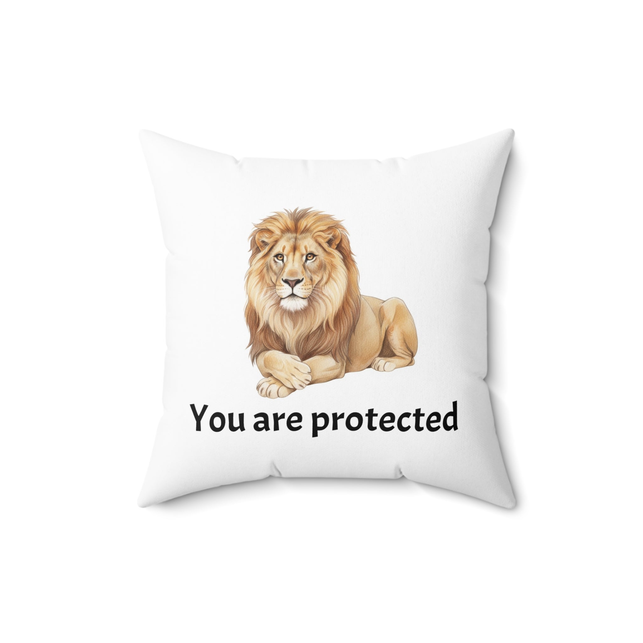Lion Calm Corner Pillow — "You Are Protected"