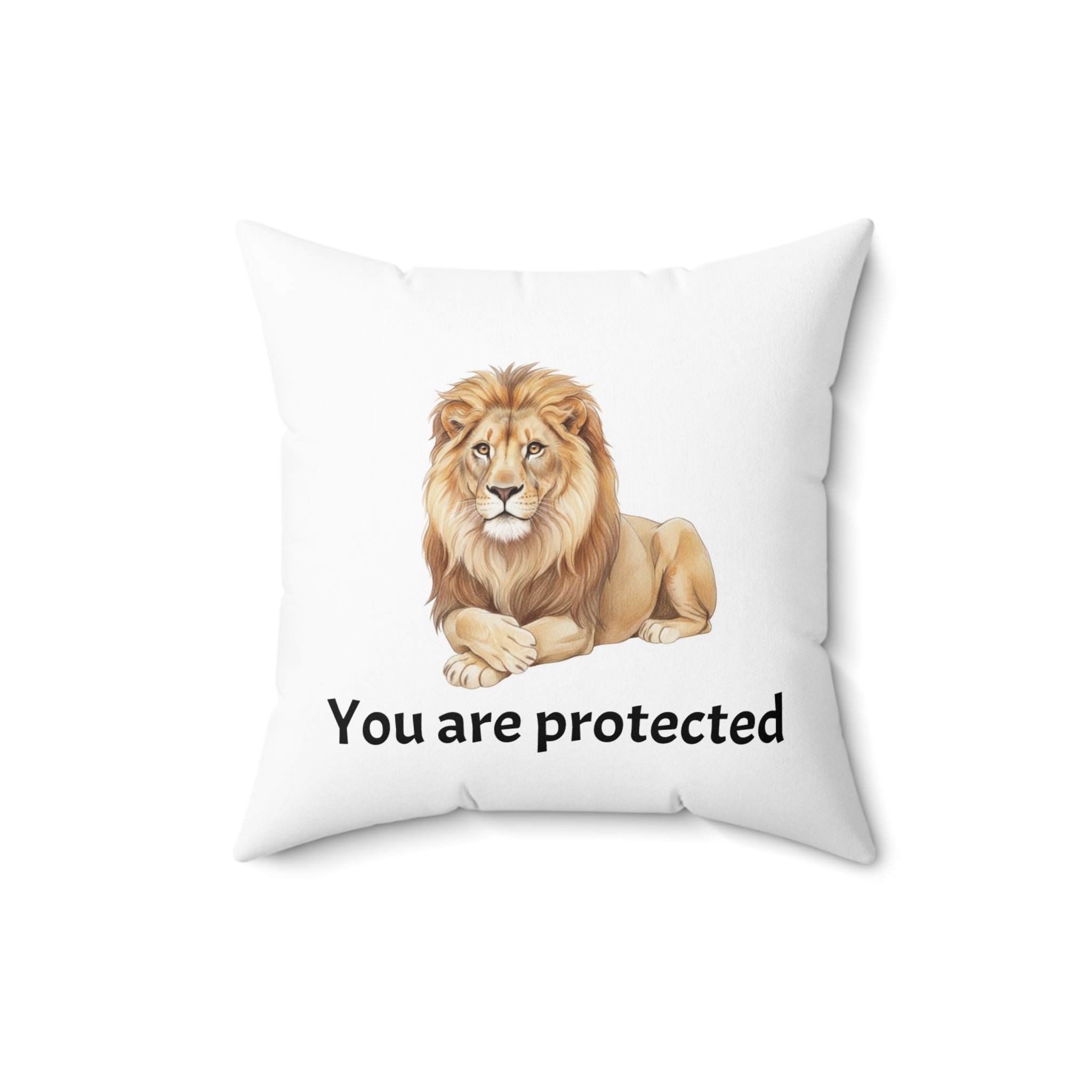 Lion Calm Corner Pillow — "You Are Protected"