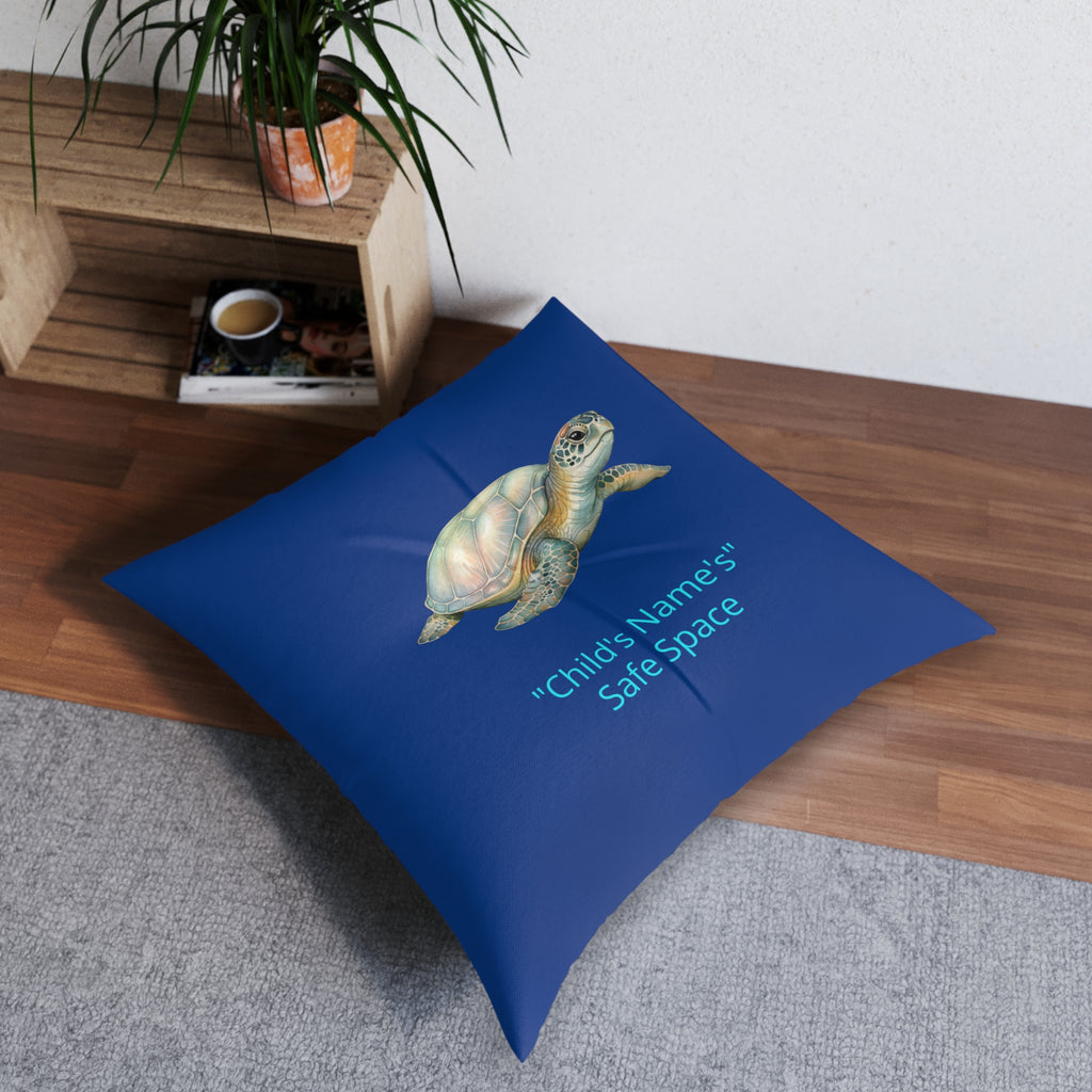 Personalized Floor Pillow - Turtle & Whale Safe Space / Breathe Deeply