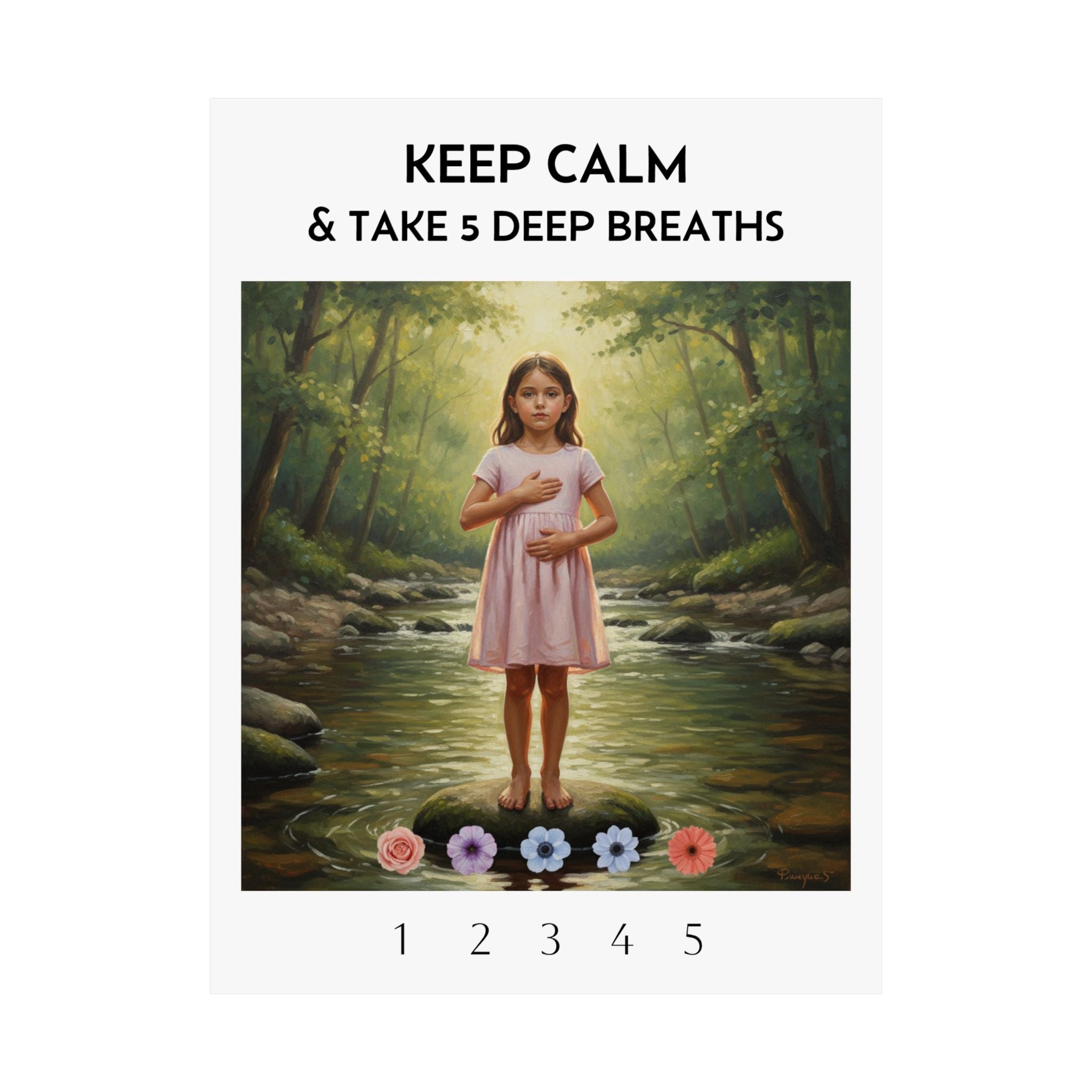 Keep Calm & Take 5 Deep Breaths Poster