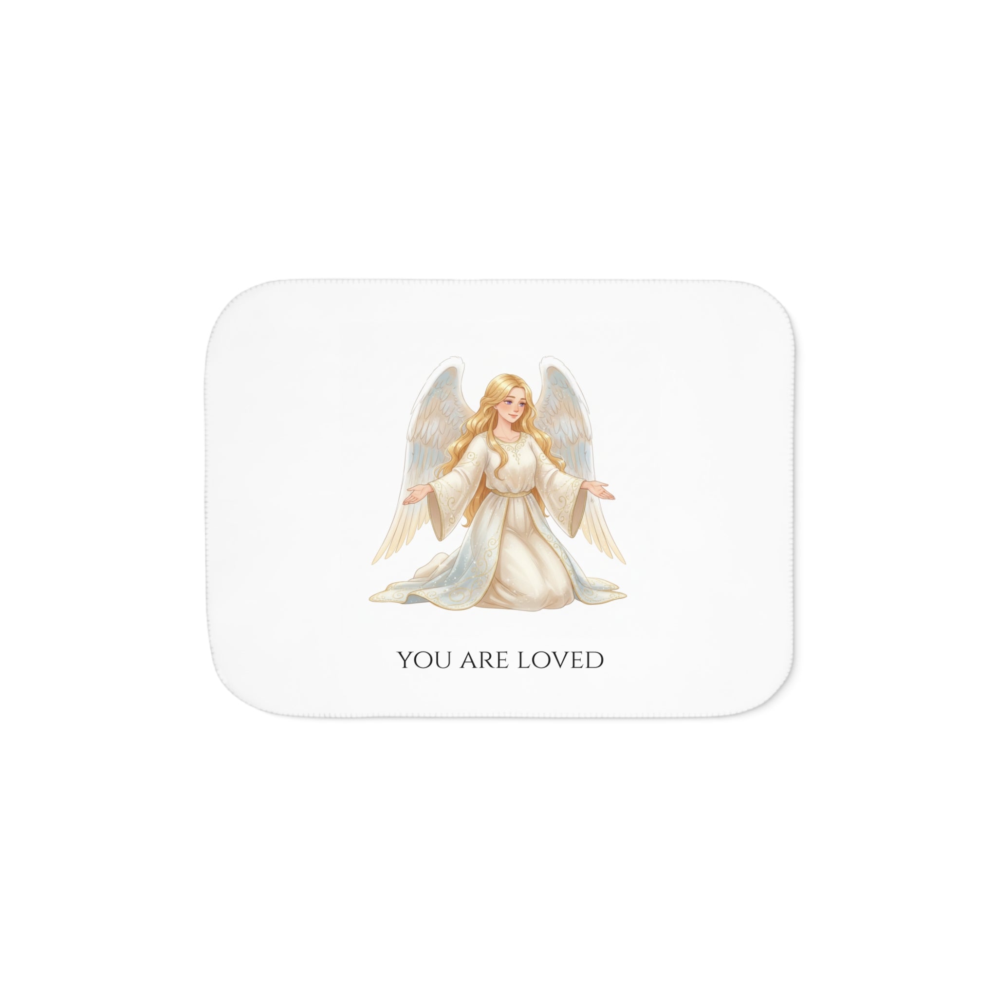 Angel "You Are Loved" Sherpa Blanket — Cozy Two-Tone Throw
