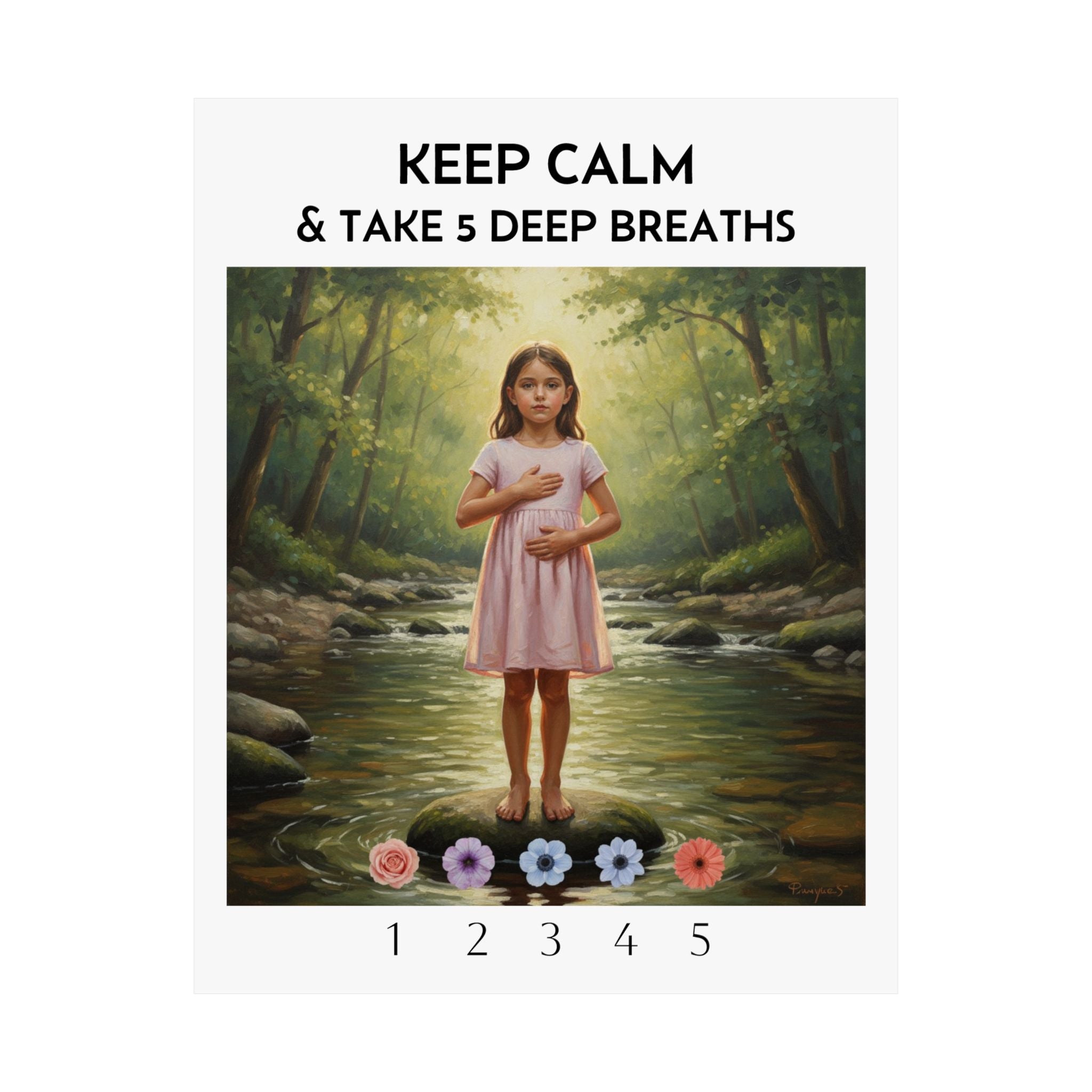 Keep Calm & Take 5 Deep Breaths Poster