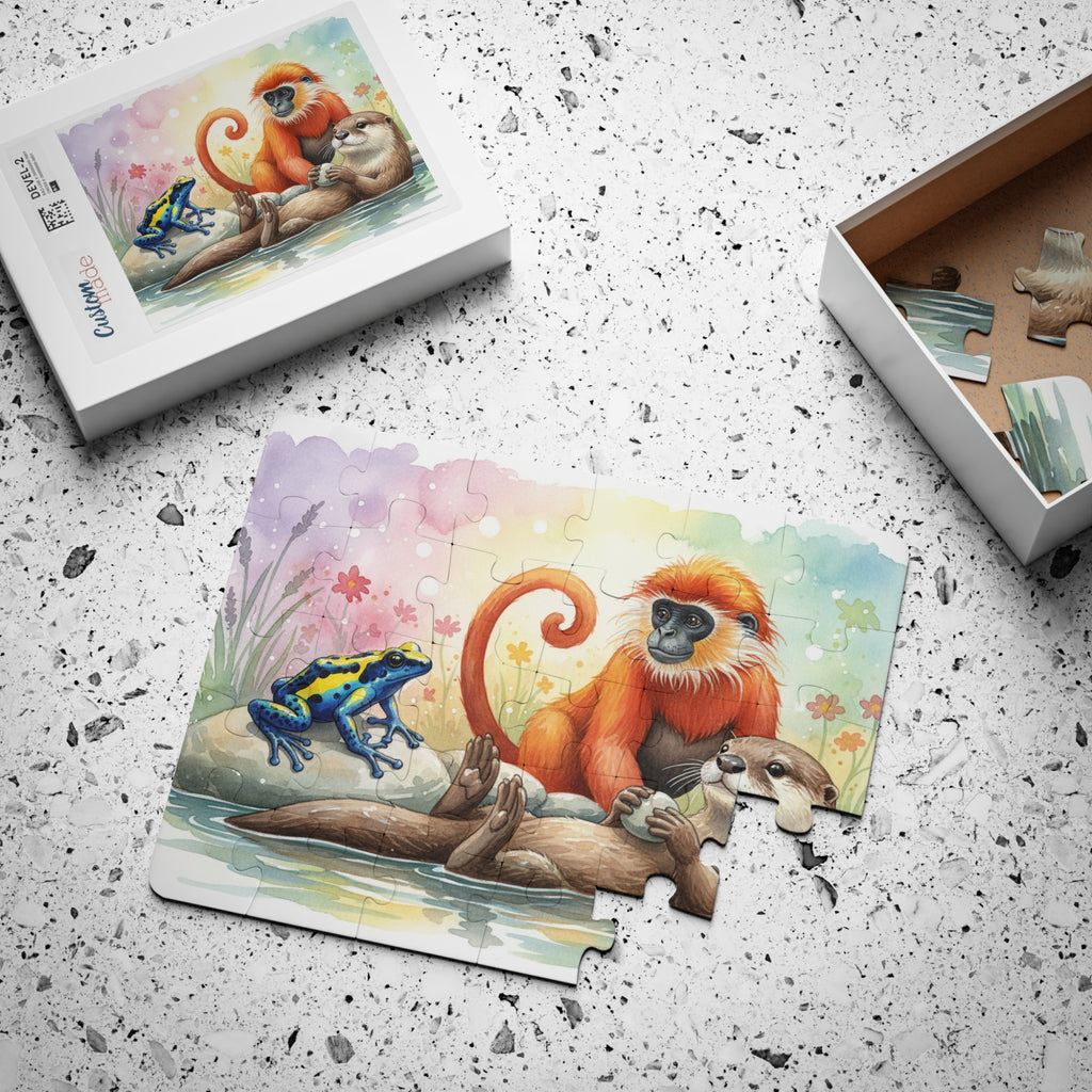 Kids' Animal Friends 30-Piece Puzzle — Otter, Monkey & Frog Toddler Jigsaw