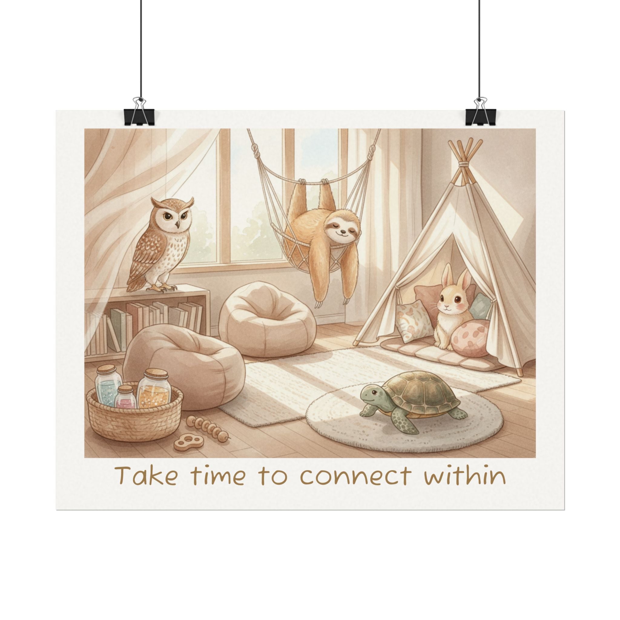 "Take Time to Connect Within" - Calm Corner Watercolor Painting