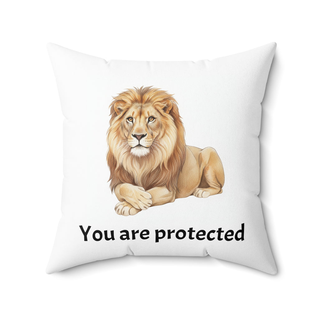 Lion Calm Corner Pillow — "You Are Protected"