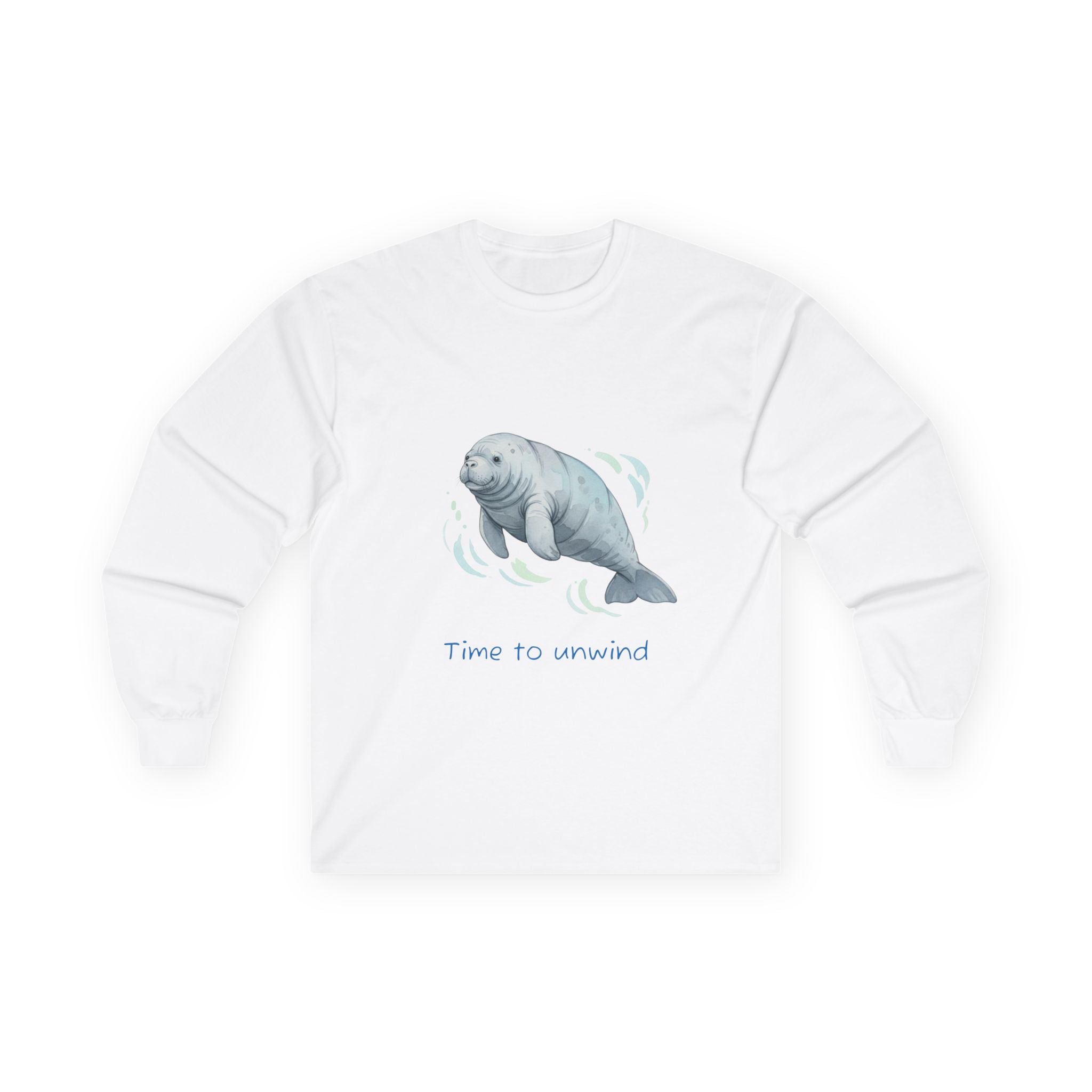 Manatee 'Time to Unwind' Adult Long Sleeve Tee