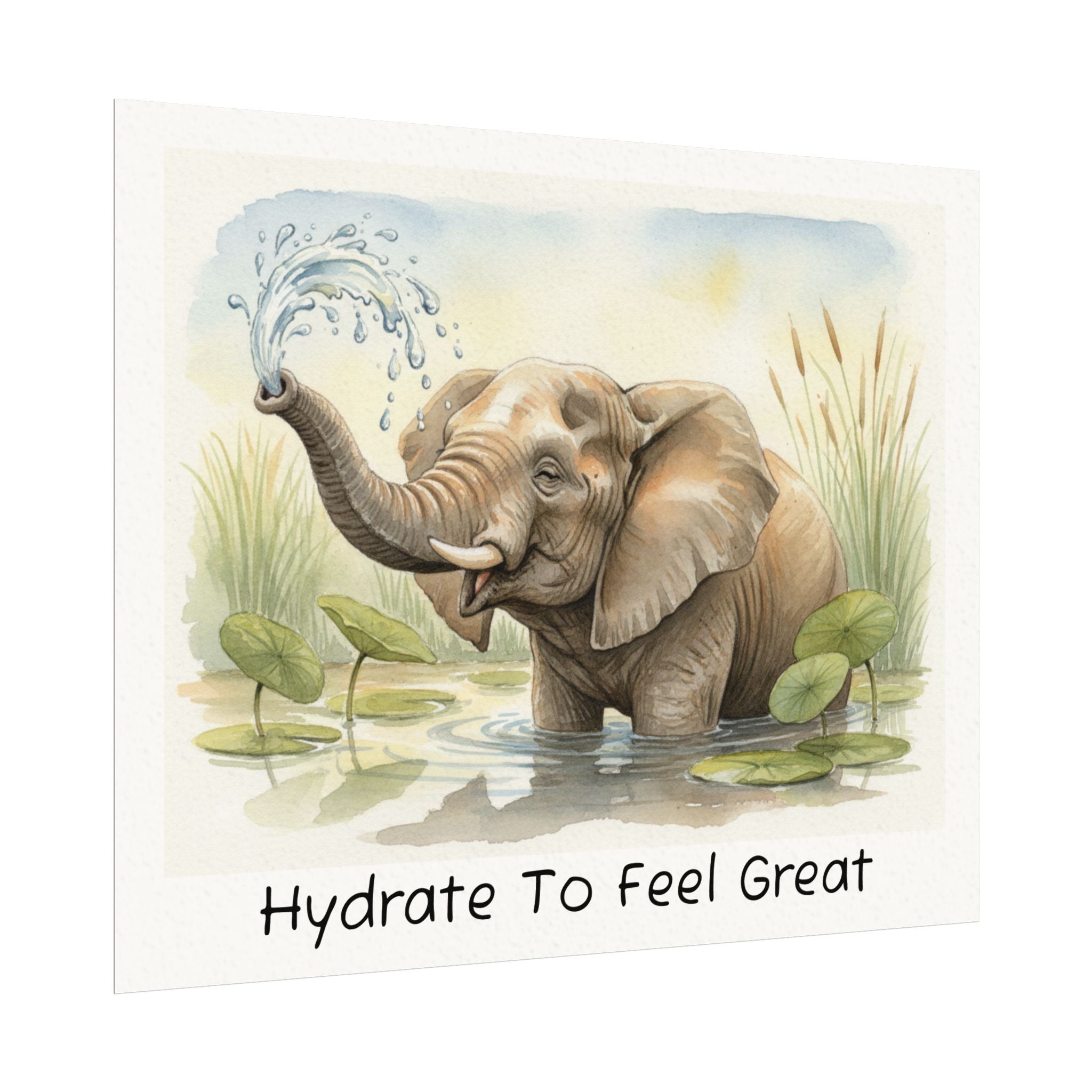 Hydrate To Feel Great - Elephant Watercolor Painting