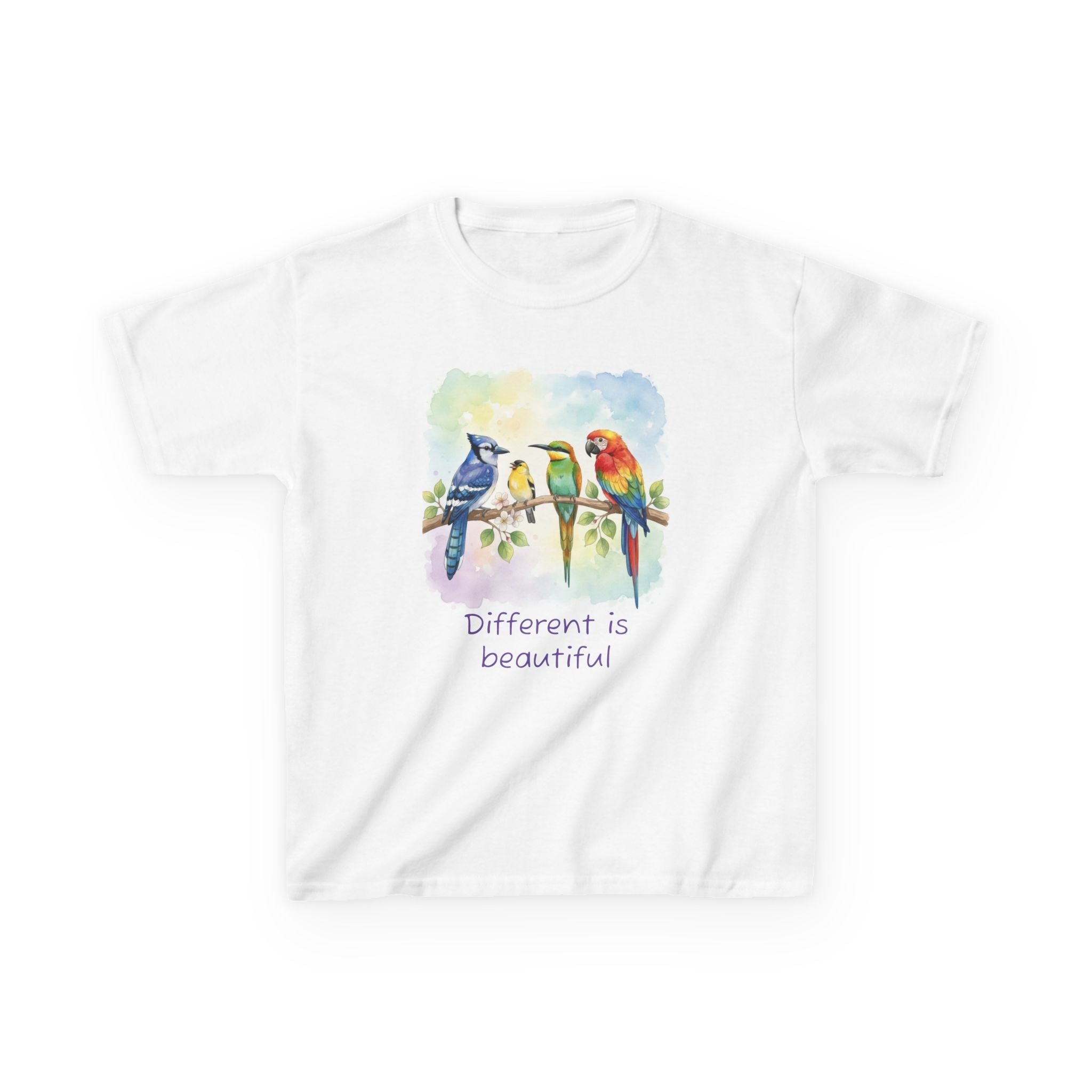 Different Is Beautiful - Watercolor Birds Kids T-Shirt