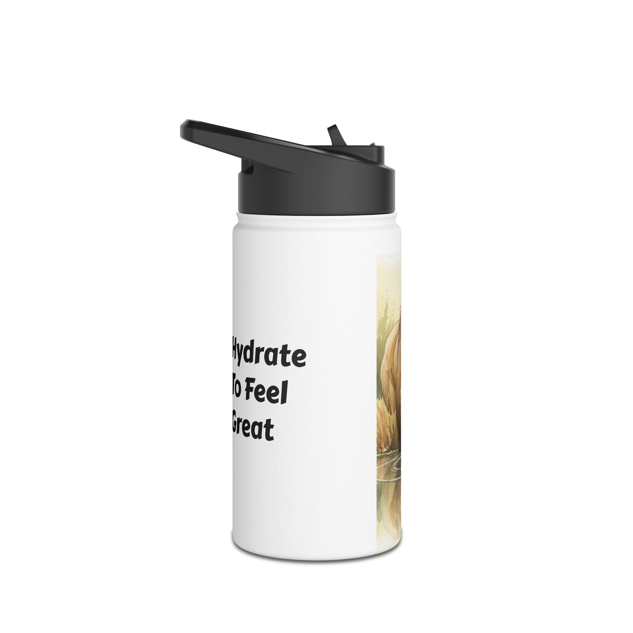 "Hydrate To Feel Great" — Lion Stainless Steel Water Bottle