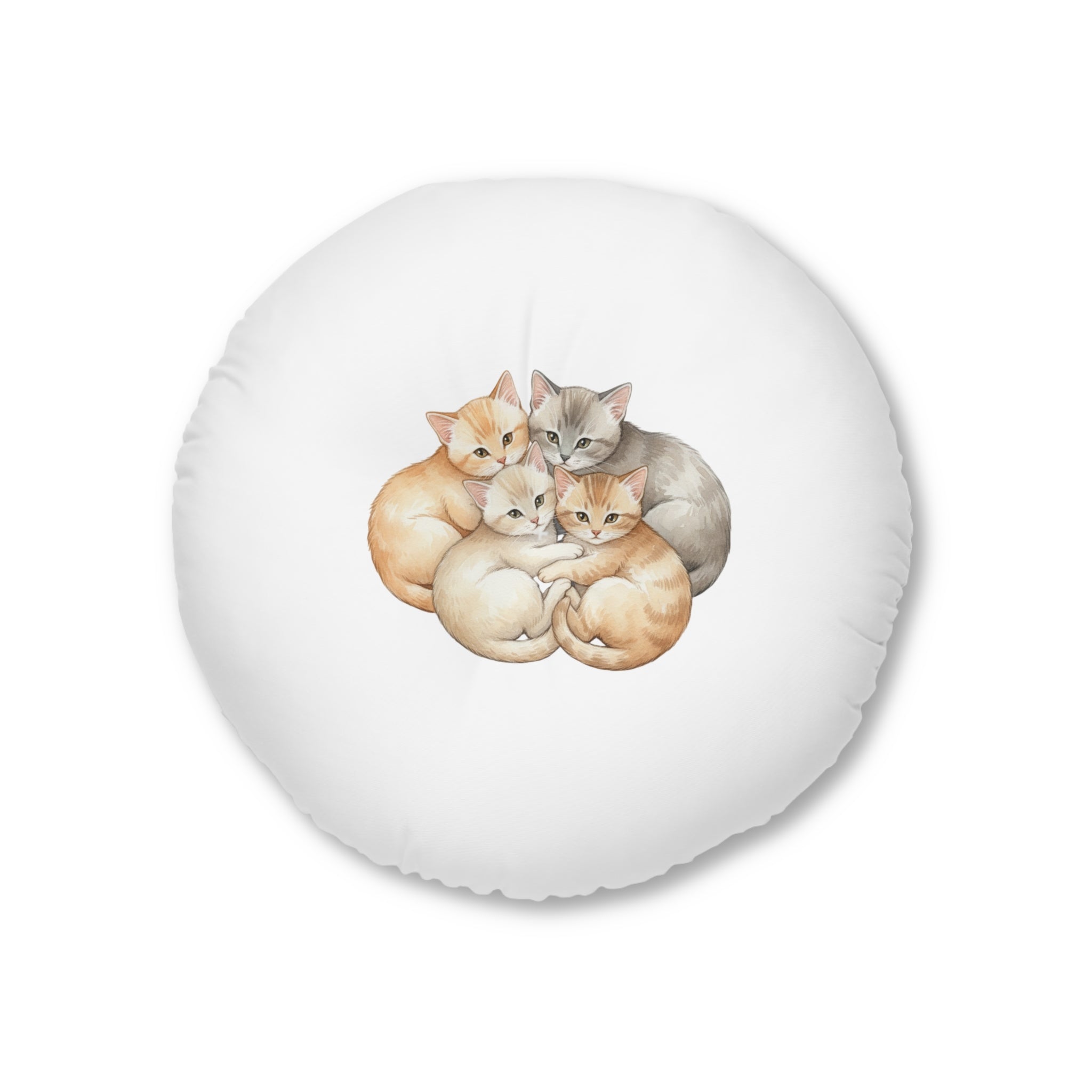 Tufted Floor Pillow — Kittens & Bunnies Calm Corner Cushion