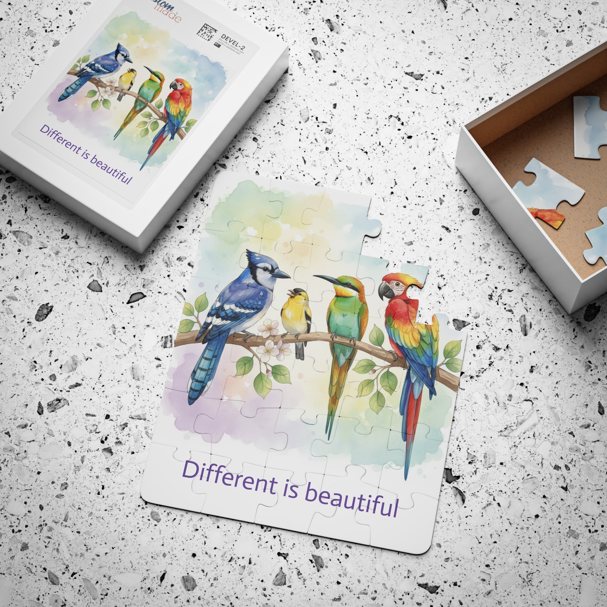 "Different Is Beautiful" 30-Piece Kids' Tropical Bird Puzzle