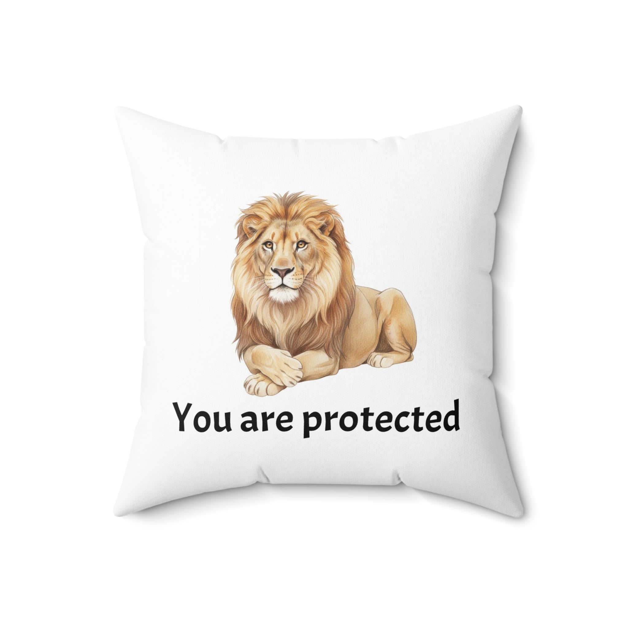 Lion Calm Corner Pillow — "You Are Protected"