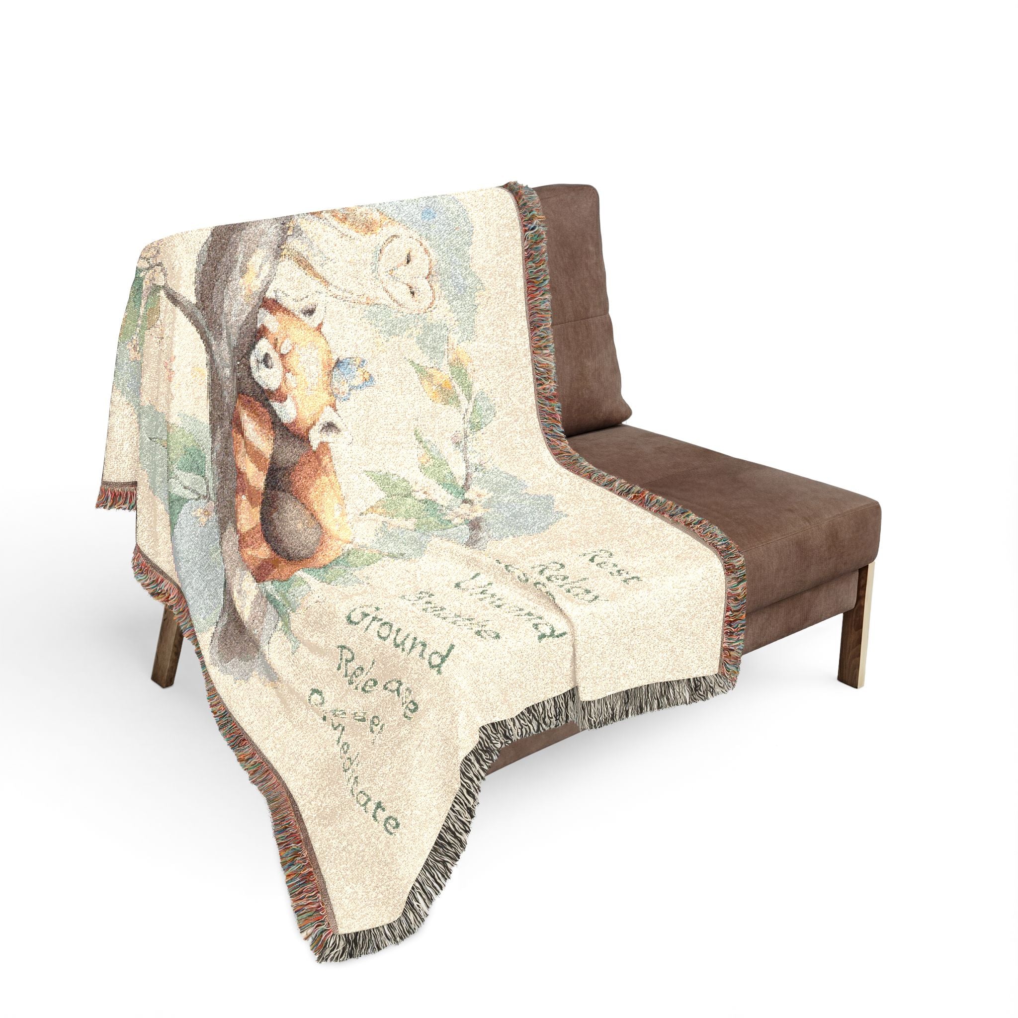 Red Panda Woven Blanket — "Breathe, Relax" Meditation Throw