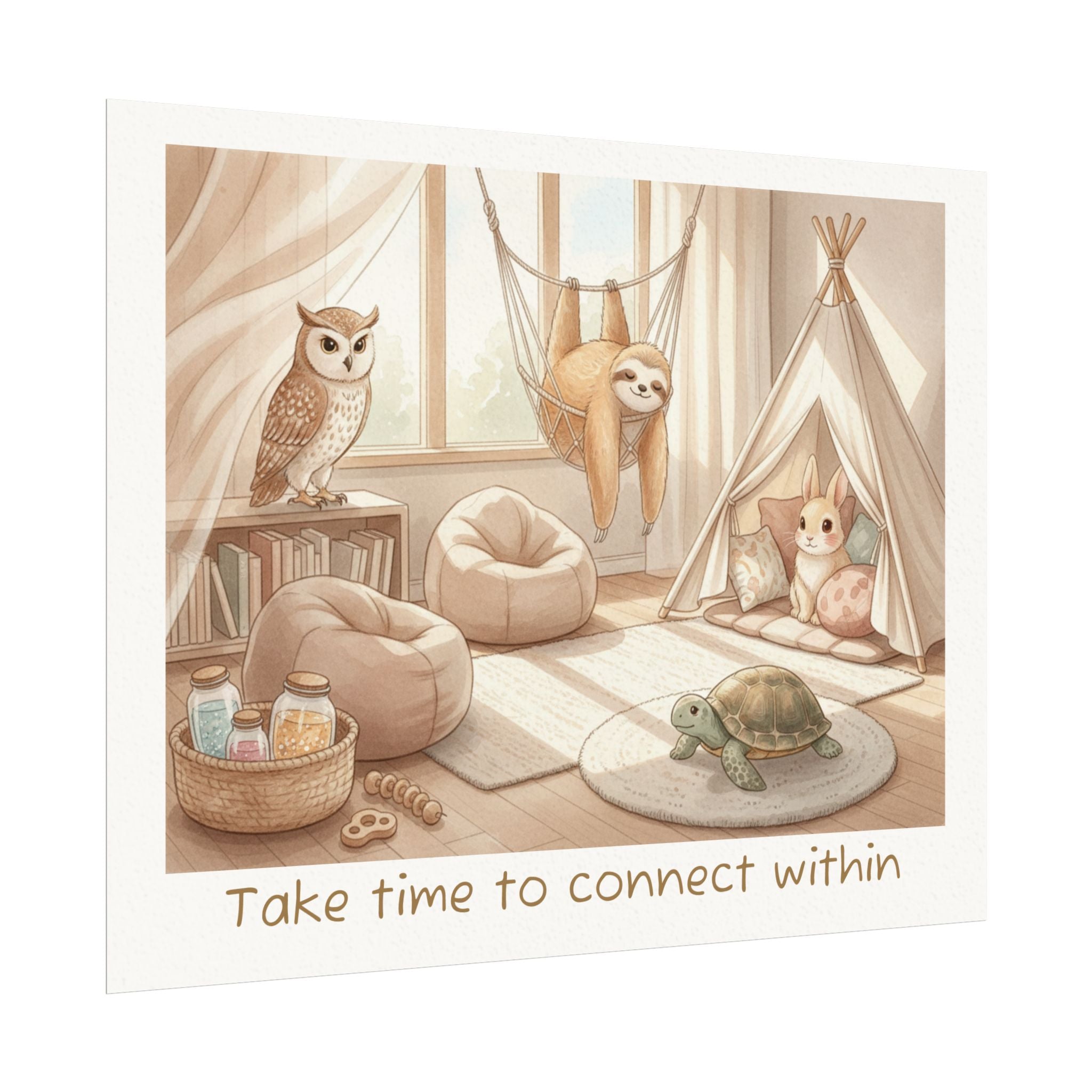 "Take Time to Connect Within" - Calm Corner Watercolor Painting